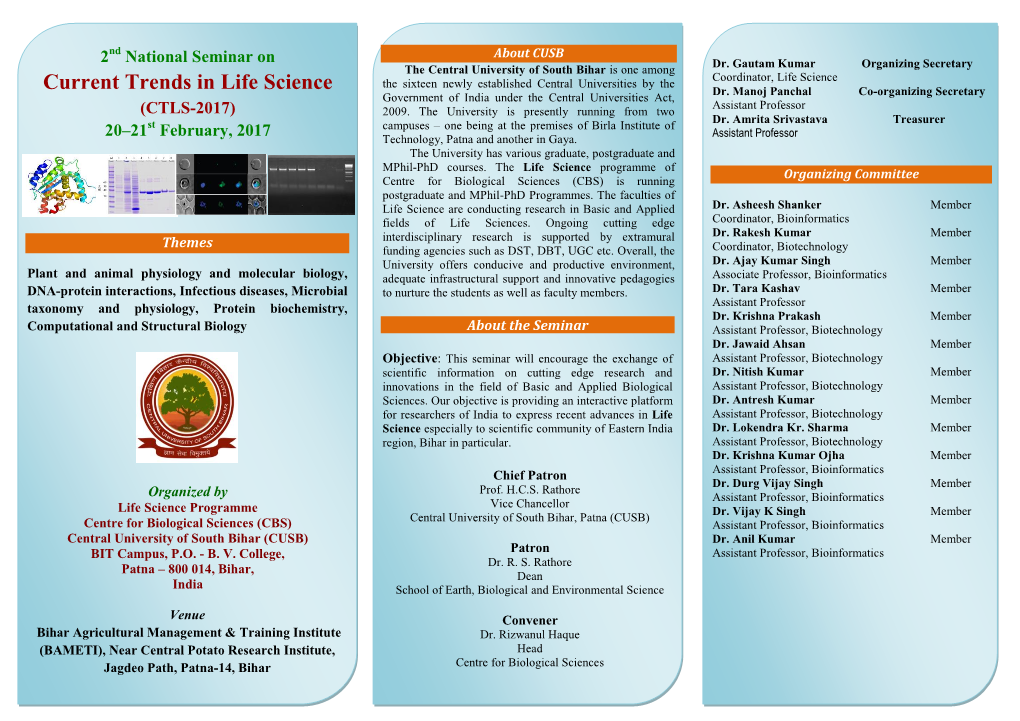National Seminar on Current Trends in Life Science