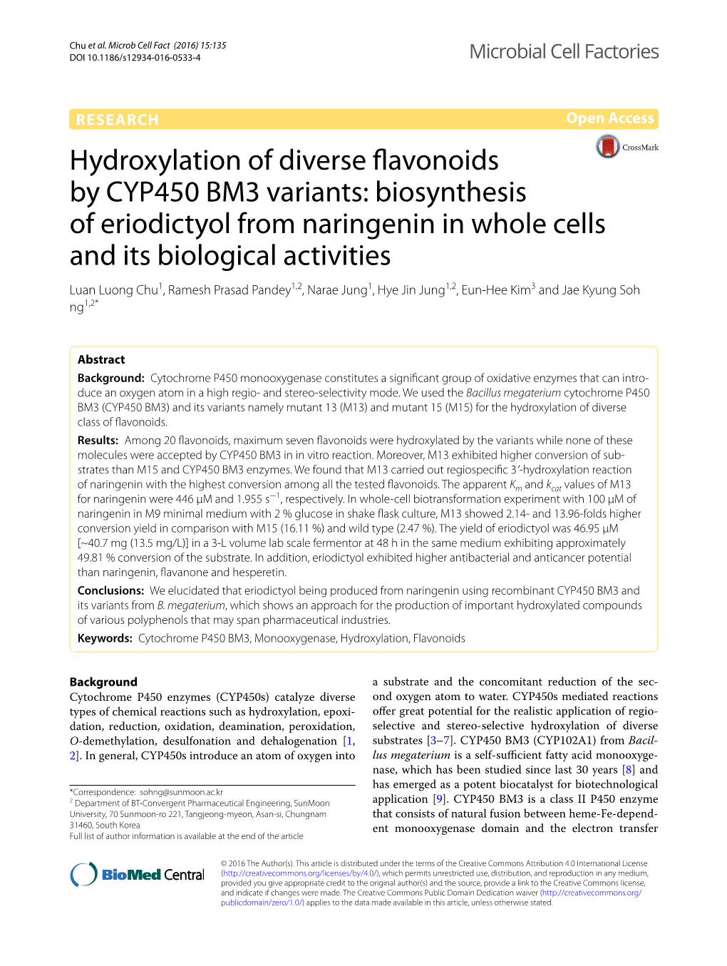 Hydroxylation of Diverse Flavonoids by CYP450 BM3 Variants: Biosynthesis