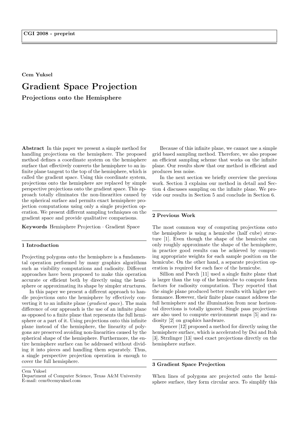 Gradient Space Projection Projections Onto the Hemisphere