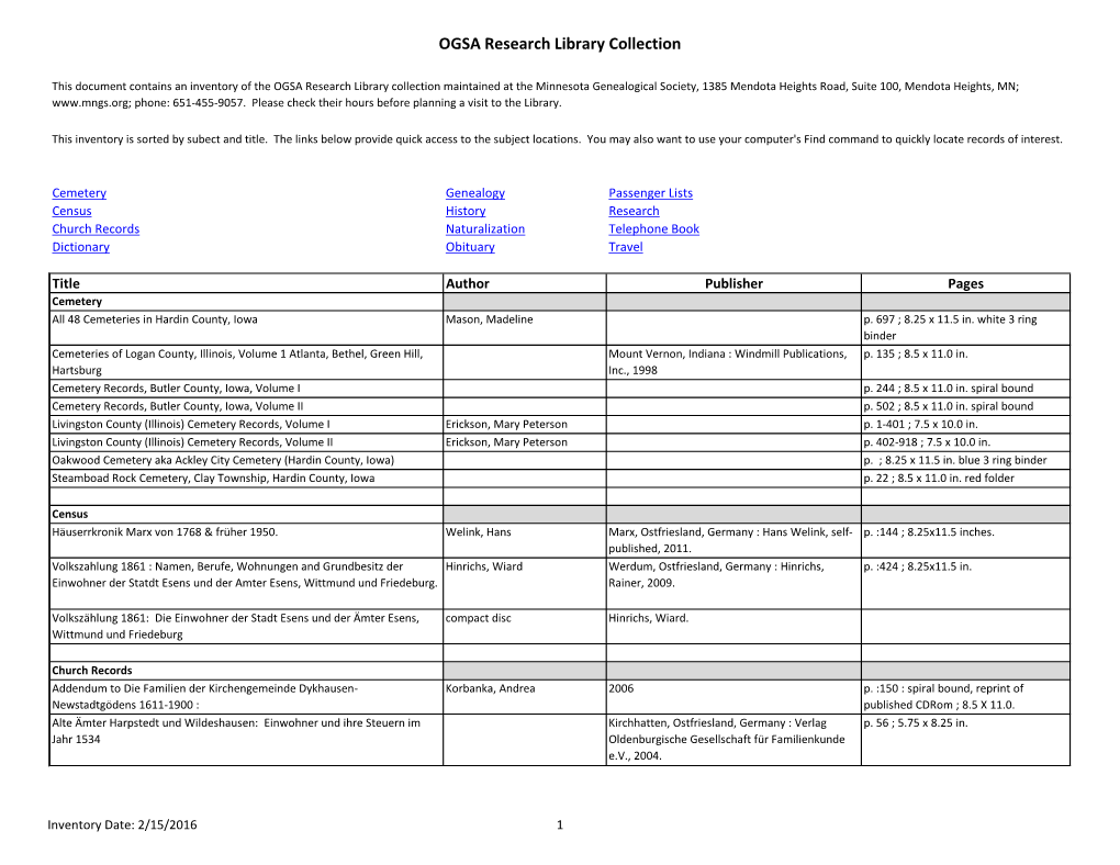 OGSA Research Library Collection