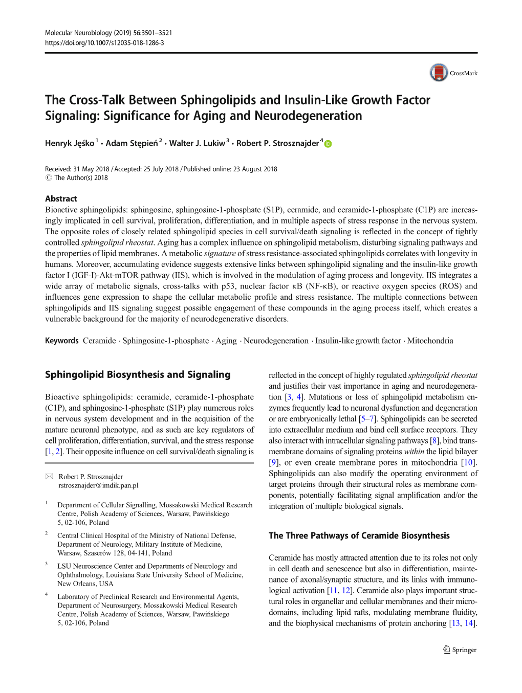 Significance for Aging and Neurodegeneration