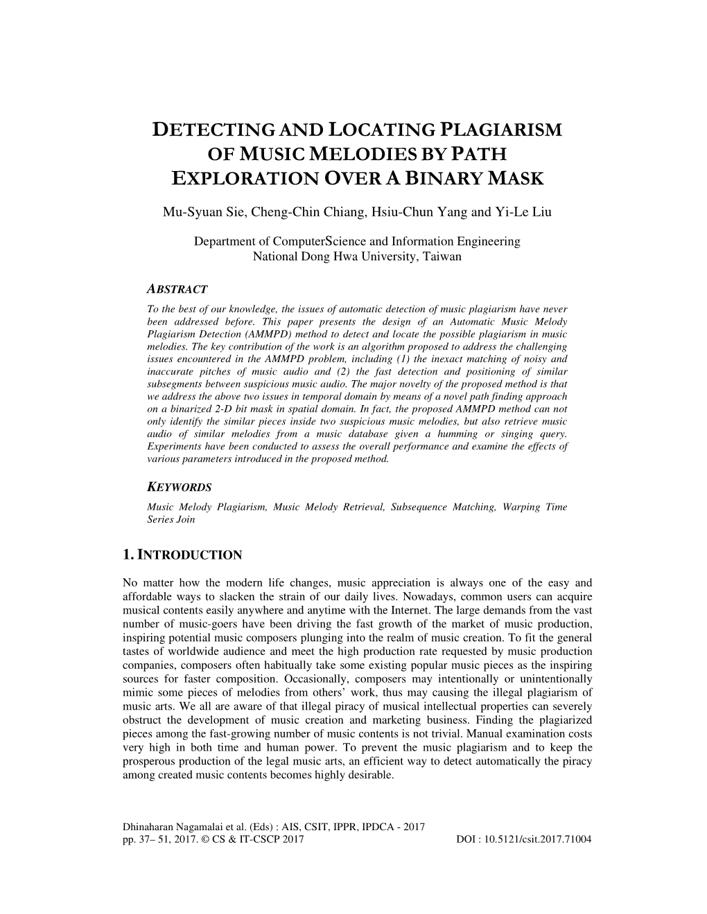 Detecting and Locating Plagiarism of Music Melodies by Path Exploration Over a Binary Mask