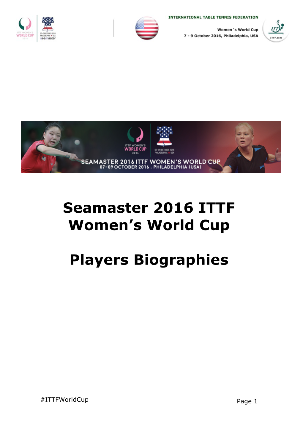 Seamaster 2016 ITTF Women's World Cup Players Biographies