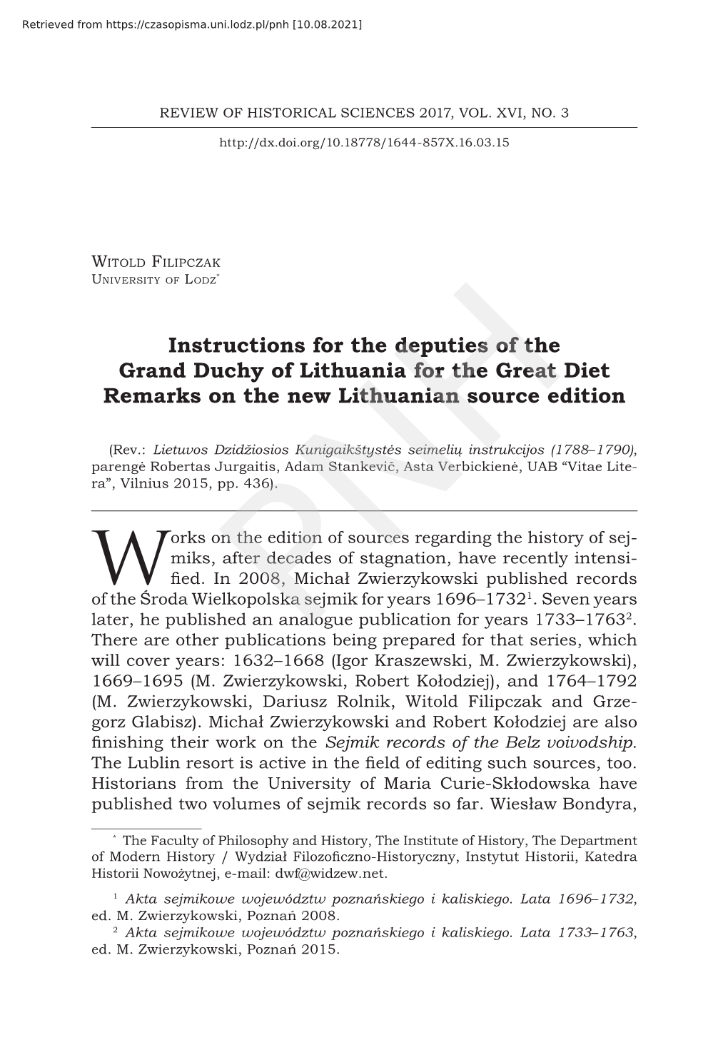 Lietuvos Dzidžiosios Kunigaikštystės Seimelių Instrukcijos