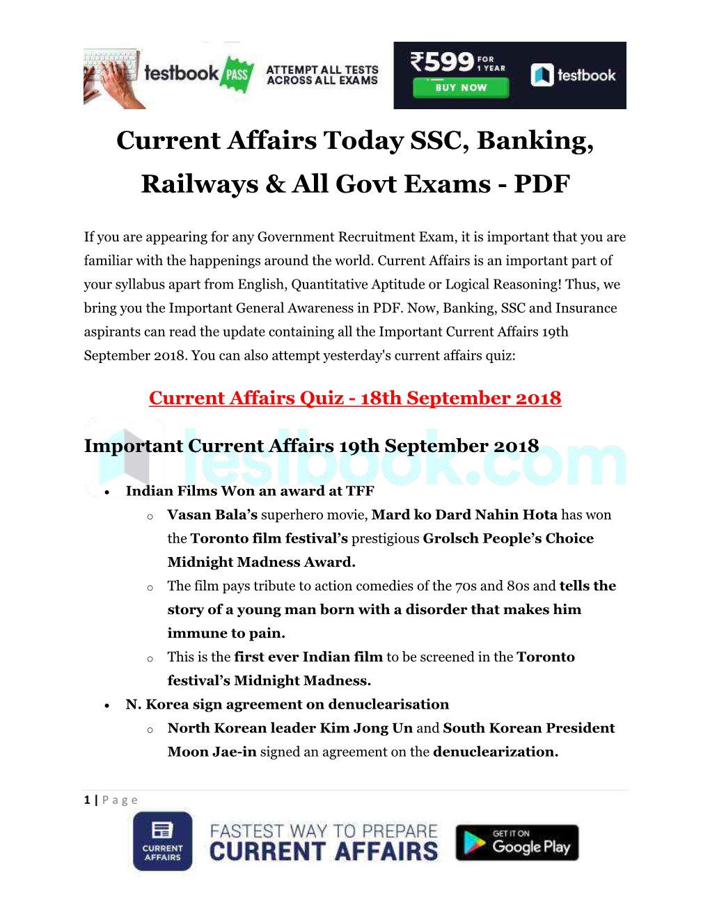 Current Affairs Today SSC, Banking, Railways & All Govt