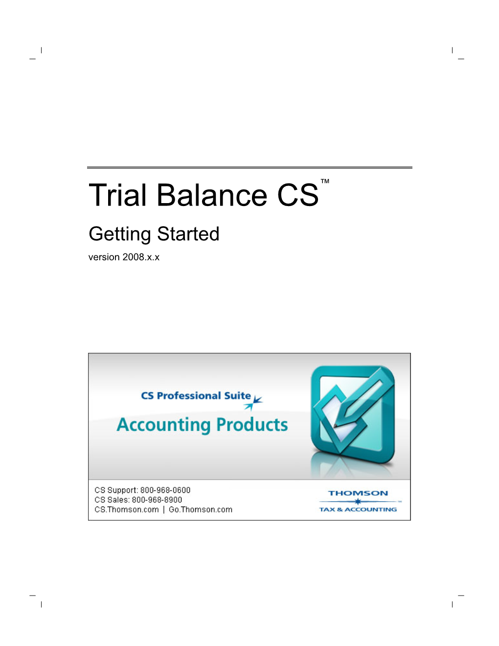 Trial Balance CS Getting Started Iii Contents