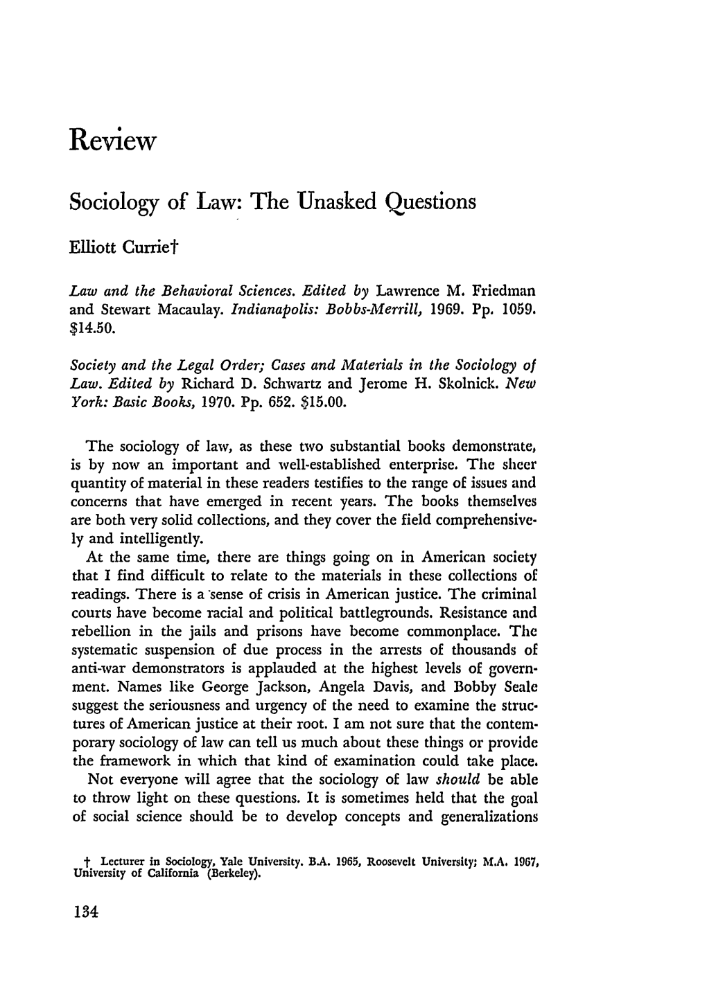 Sociology of Law: the Unasked Questions