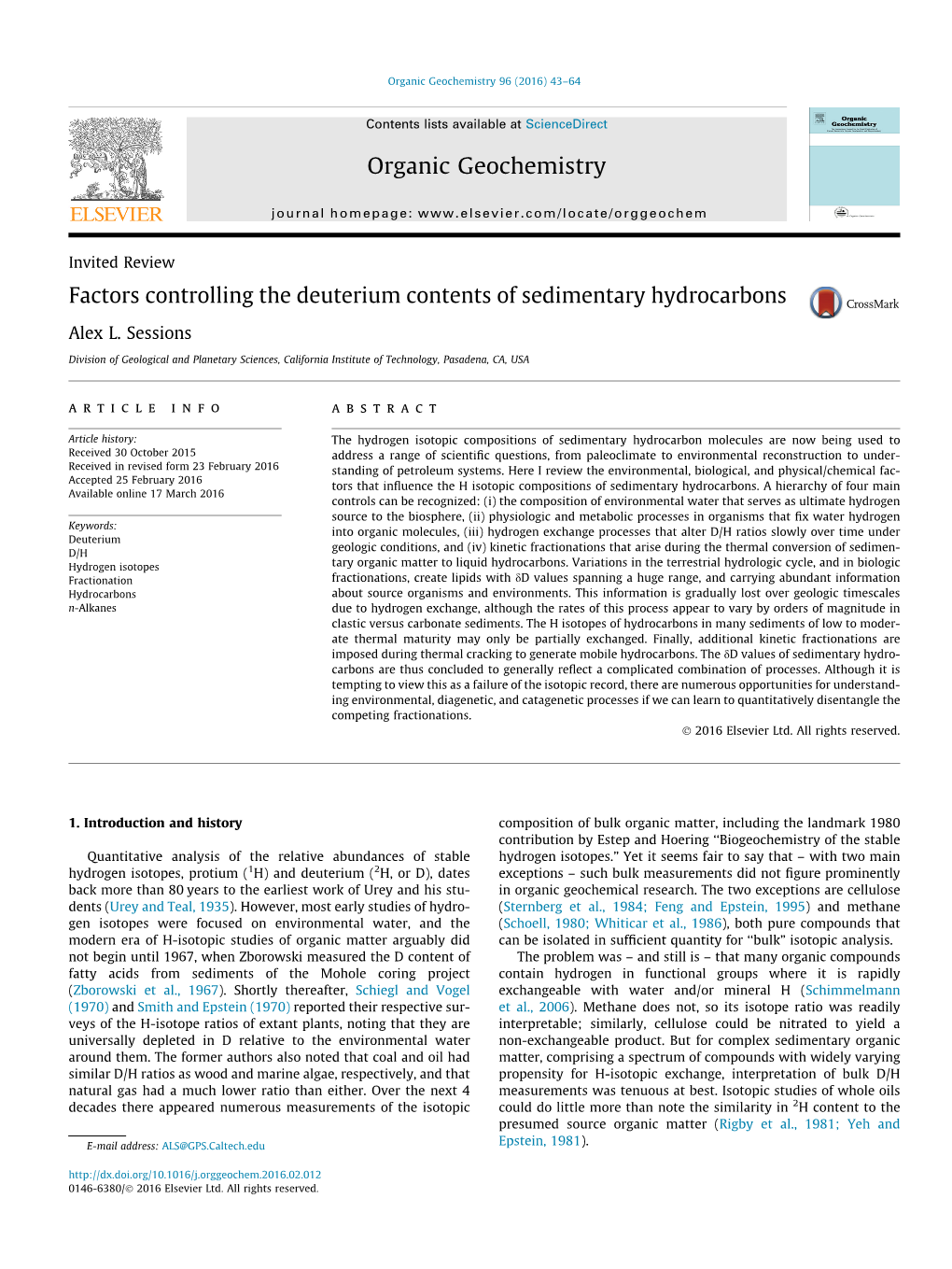 Factors Controlling the Deuterium Contents of Sedimentary Hydrocarbons