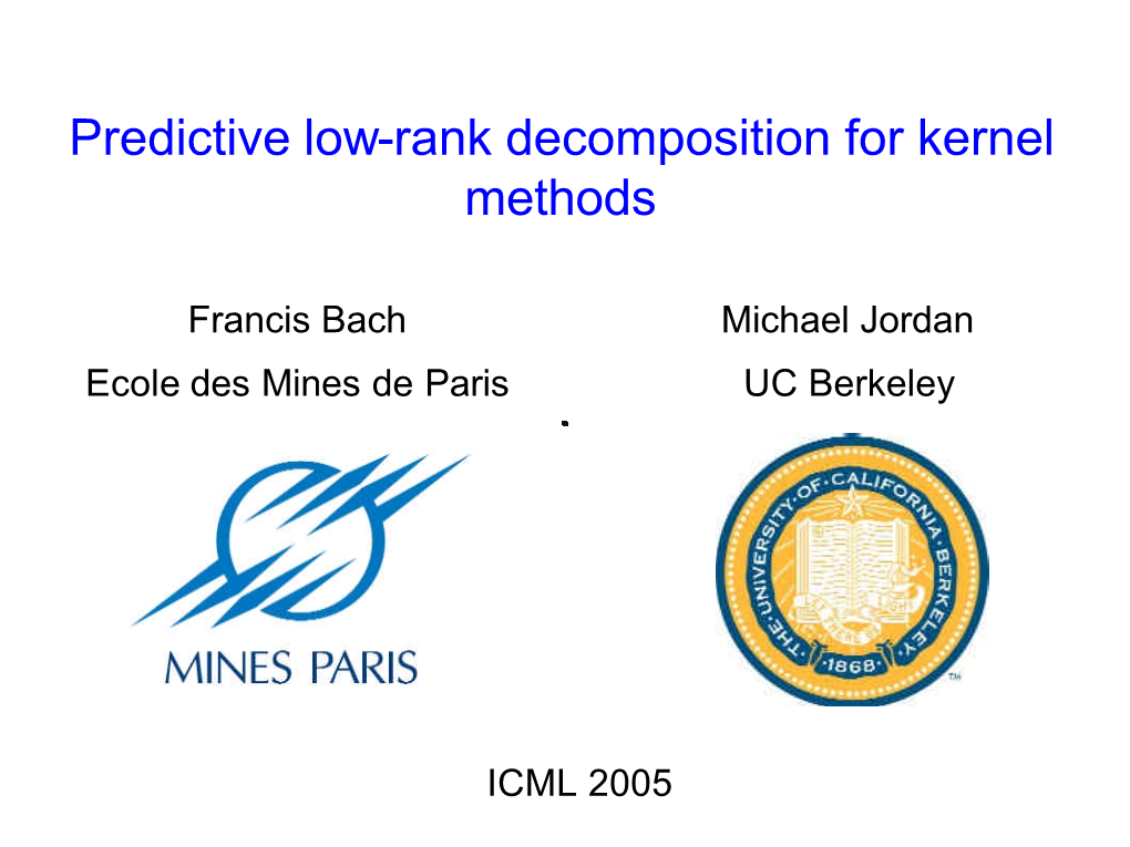 Predictive Low-Rank Decomposition for Kernel Methods
