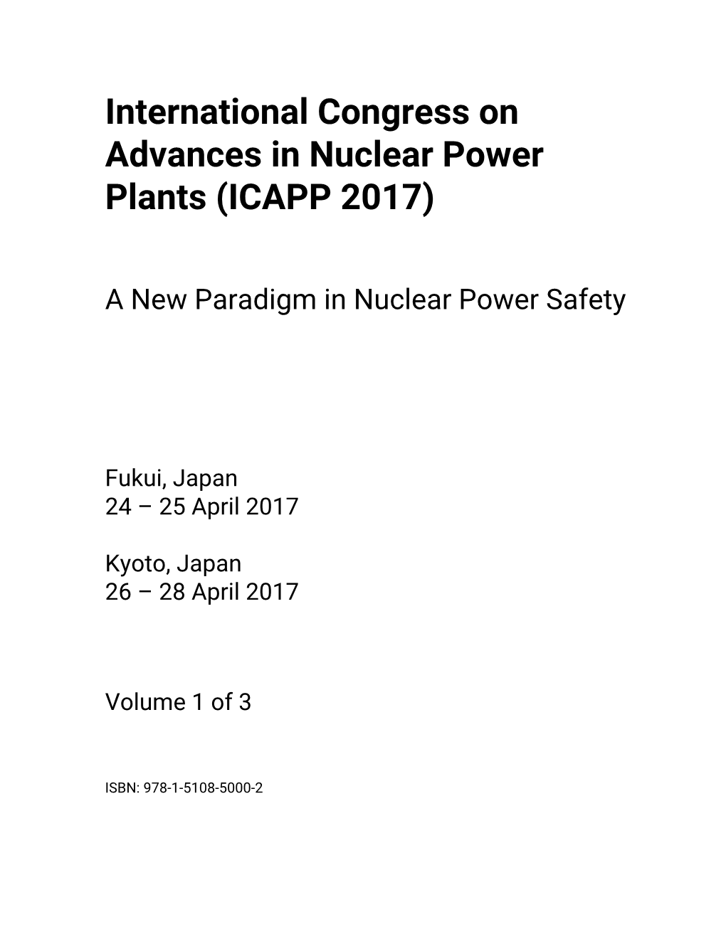 International Congress on Advances in Nuclear Power Plants