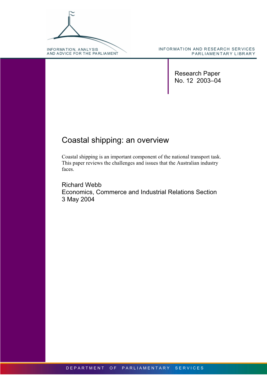 Coastal Shipping: an Overview