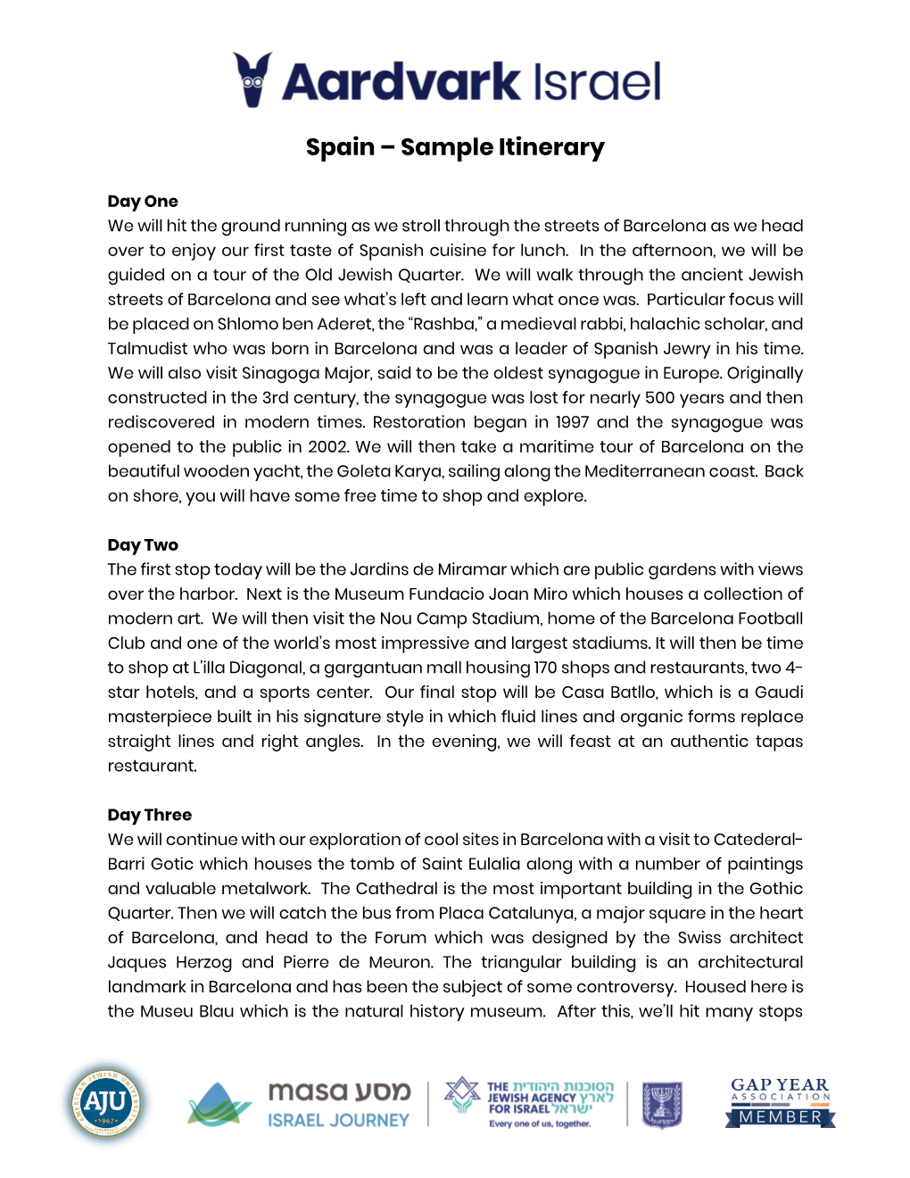 Spain Itinerary