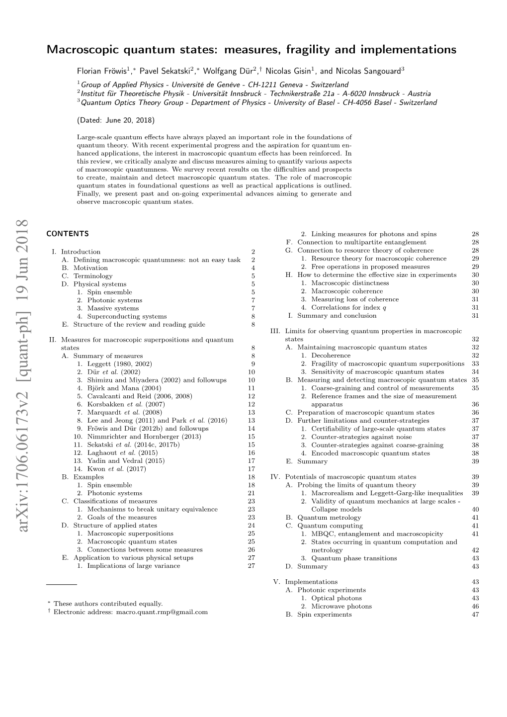 Arxiv:1706.06173V2 [Quant-Ph] 19 Jun 2018 1