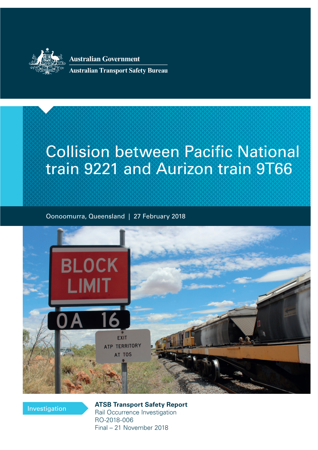 Collision Between Pacific National Train 9221 and Aurizon Train 9T66
