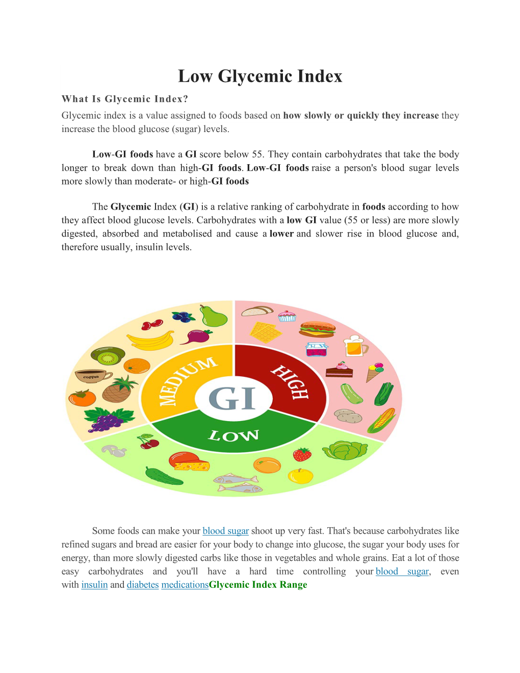 Low Glycemic Index Foods (Free Foods / Eat Freely/ Consume Frequently)