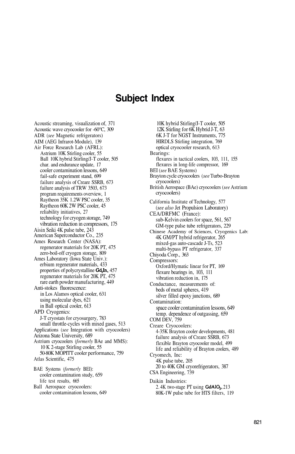 Subject Index