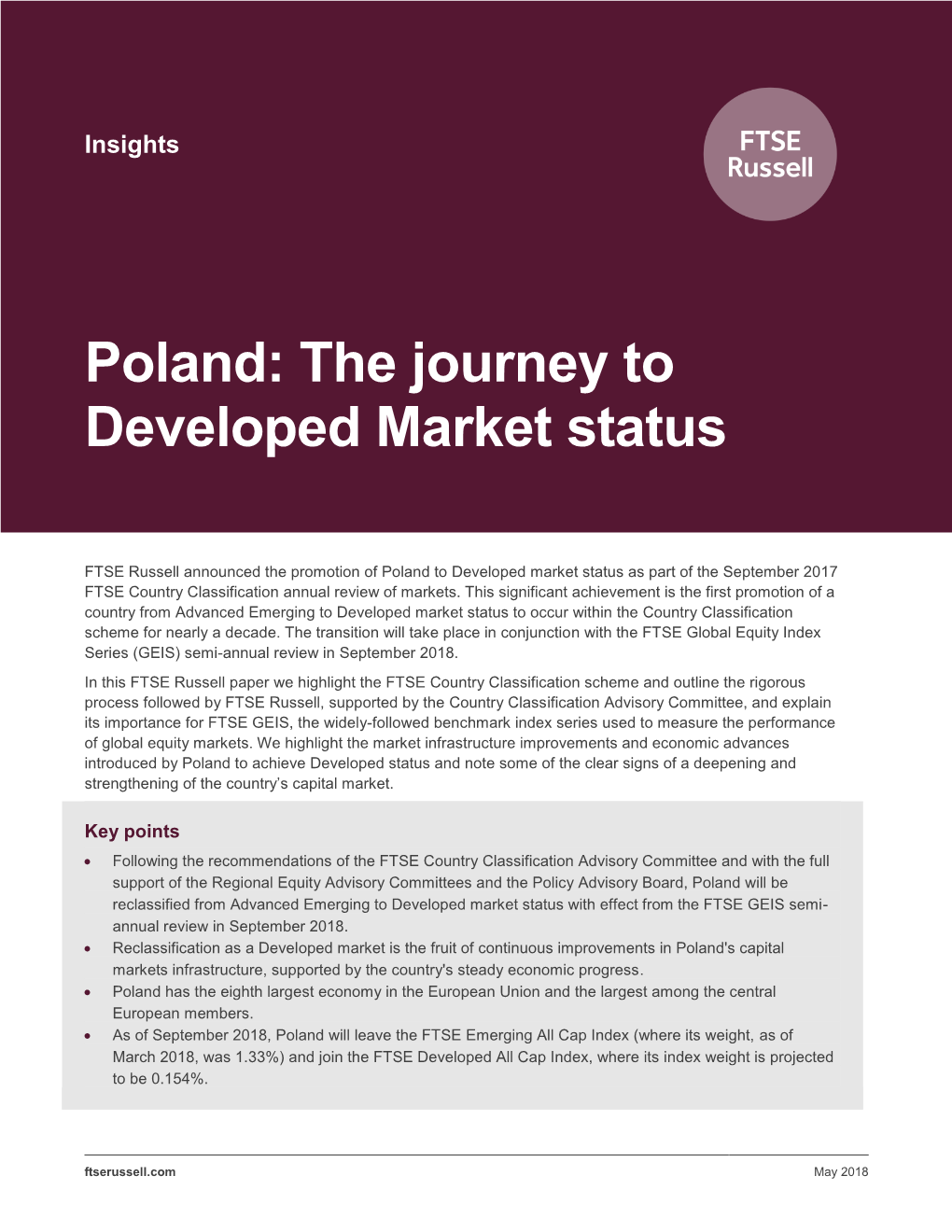 Poland: the Journey to Developed Market Status