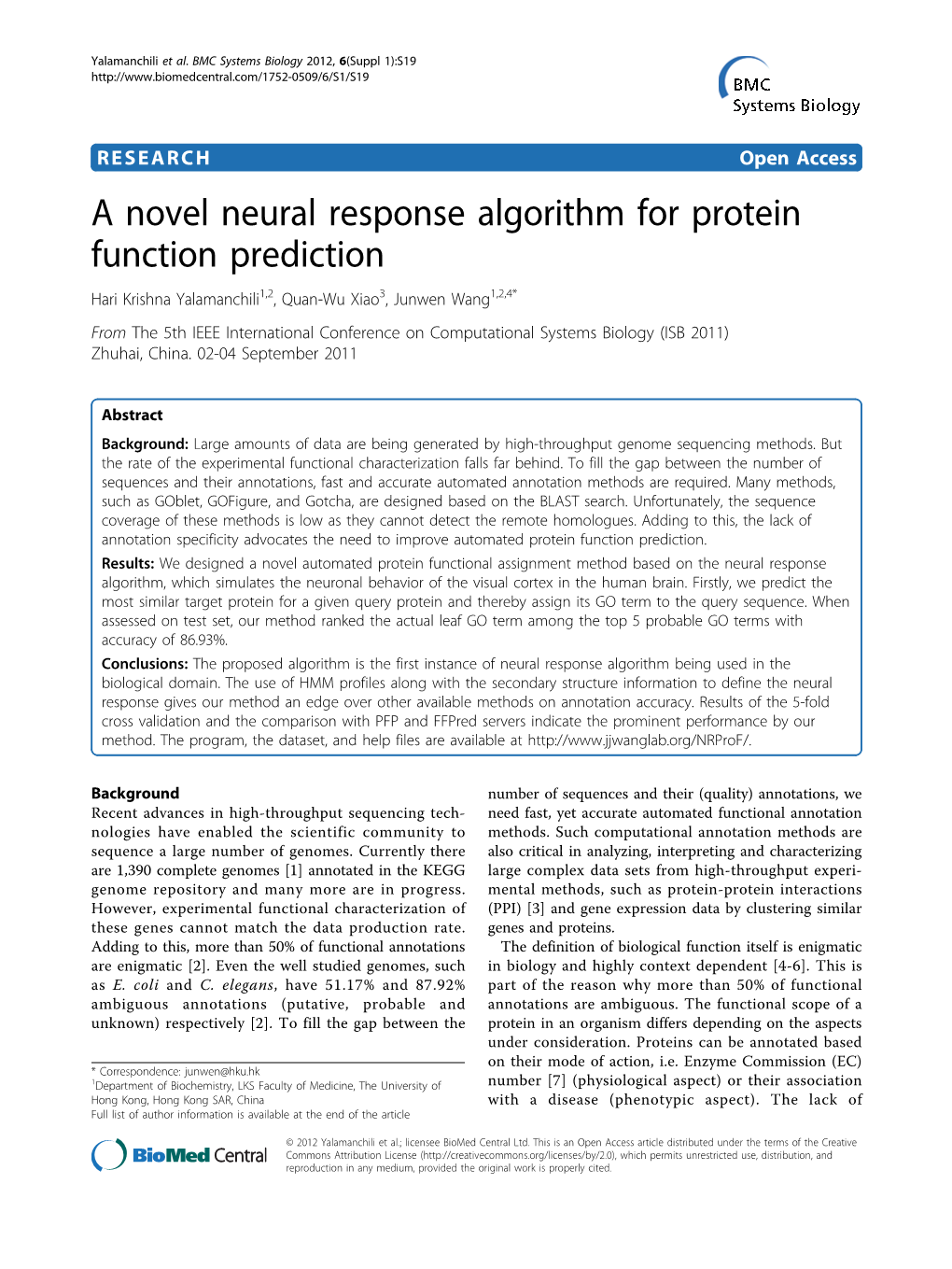 A Novel Neural Response Algorithm for Protein