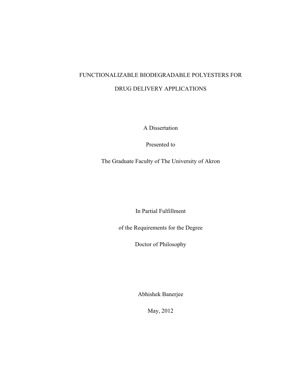 Functionalizable Biodegradable Polyesters For