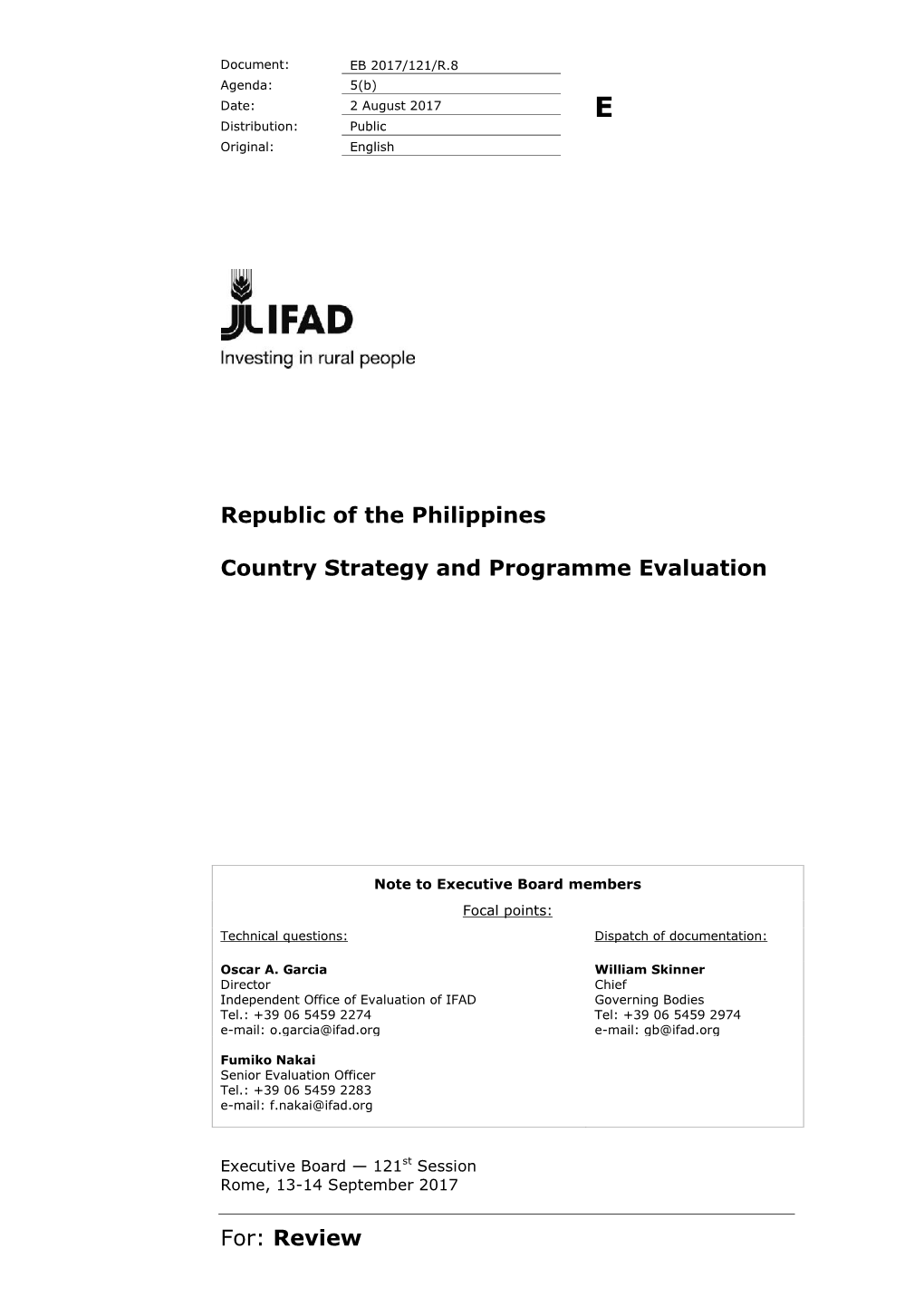 Republic of the Philippines Country Strategy and Programme Evaluation 5