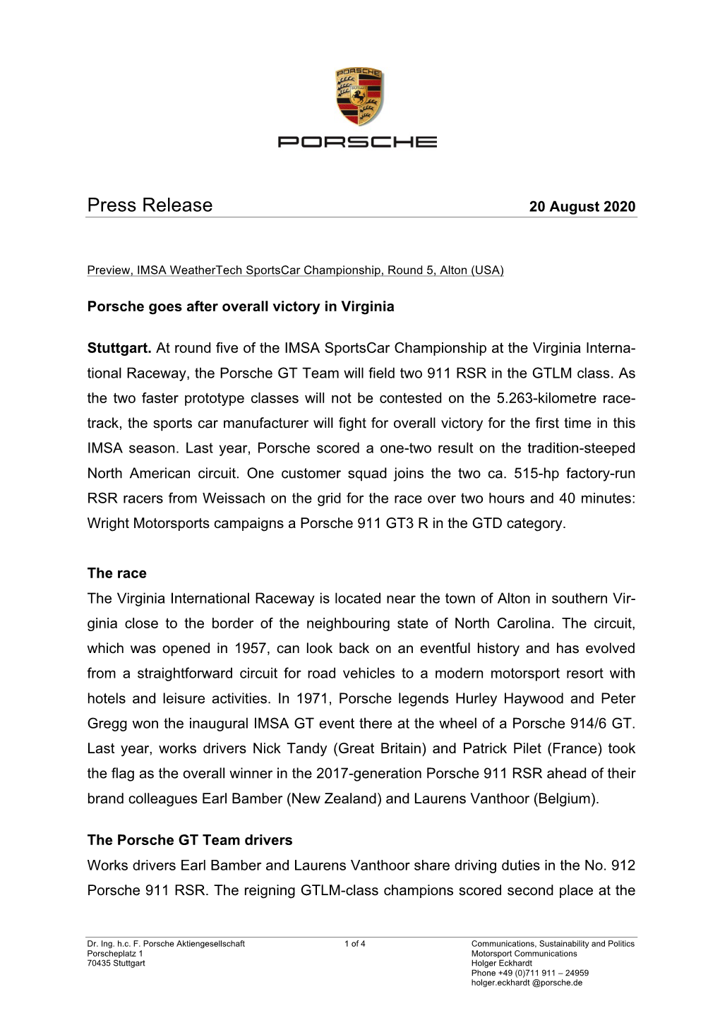 Press Release 20 August 2020