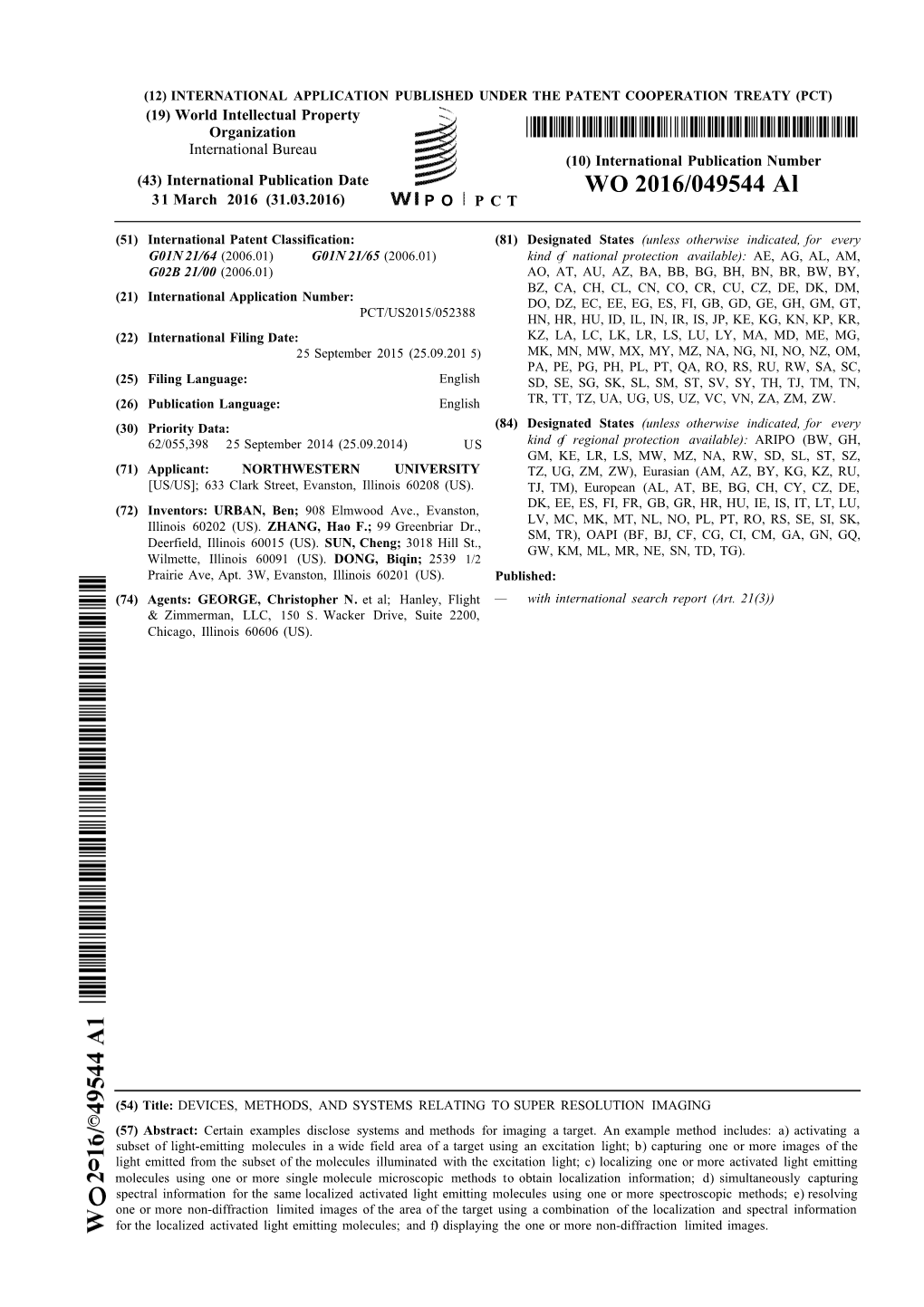 WO 2016/049544 Al 31 March 2016 (31.03.2016) P O P C T