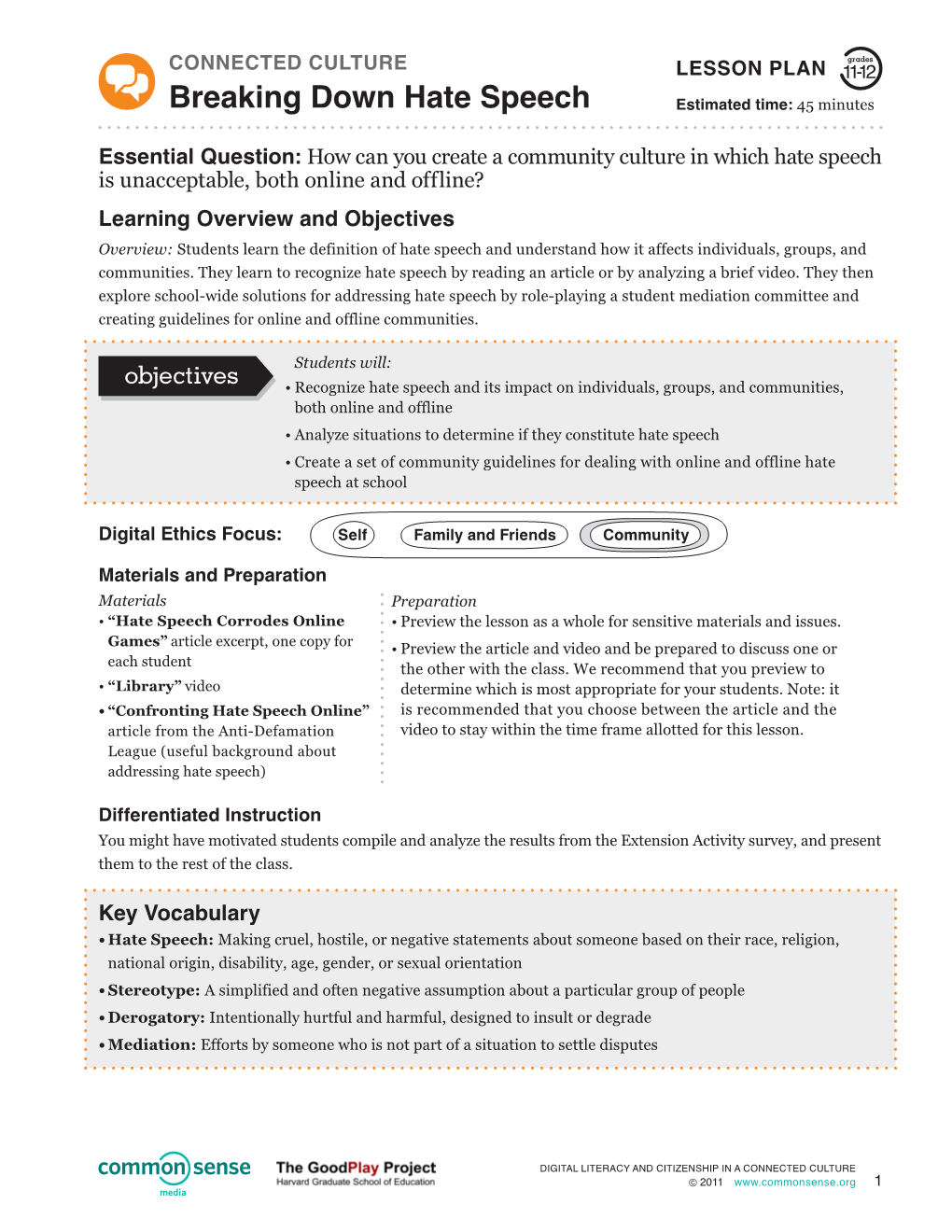 Breaking Down Hate Speech Estimated Time: 45 Minutes