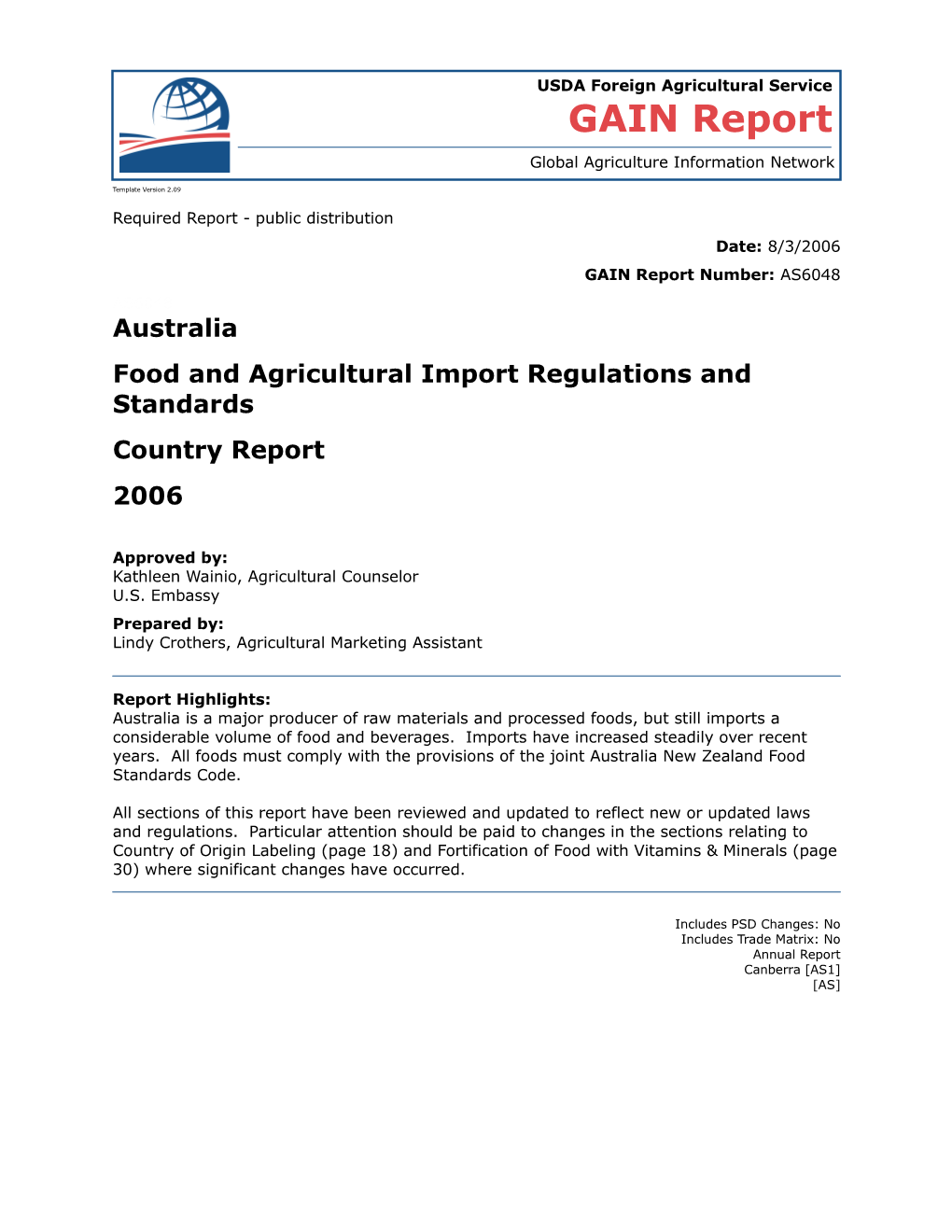 Food and Agricultural Import Regulations and Standards s13