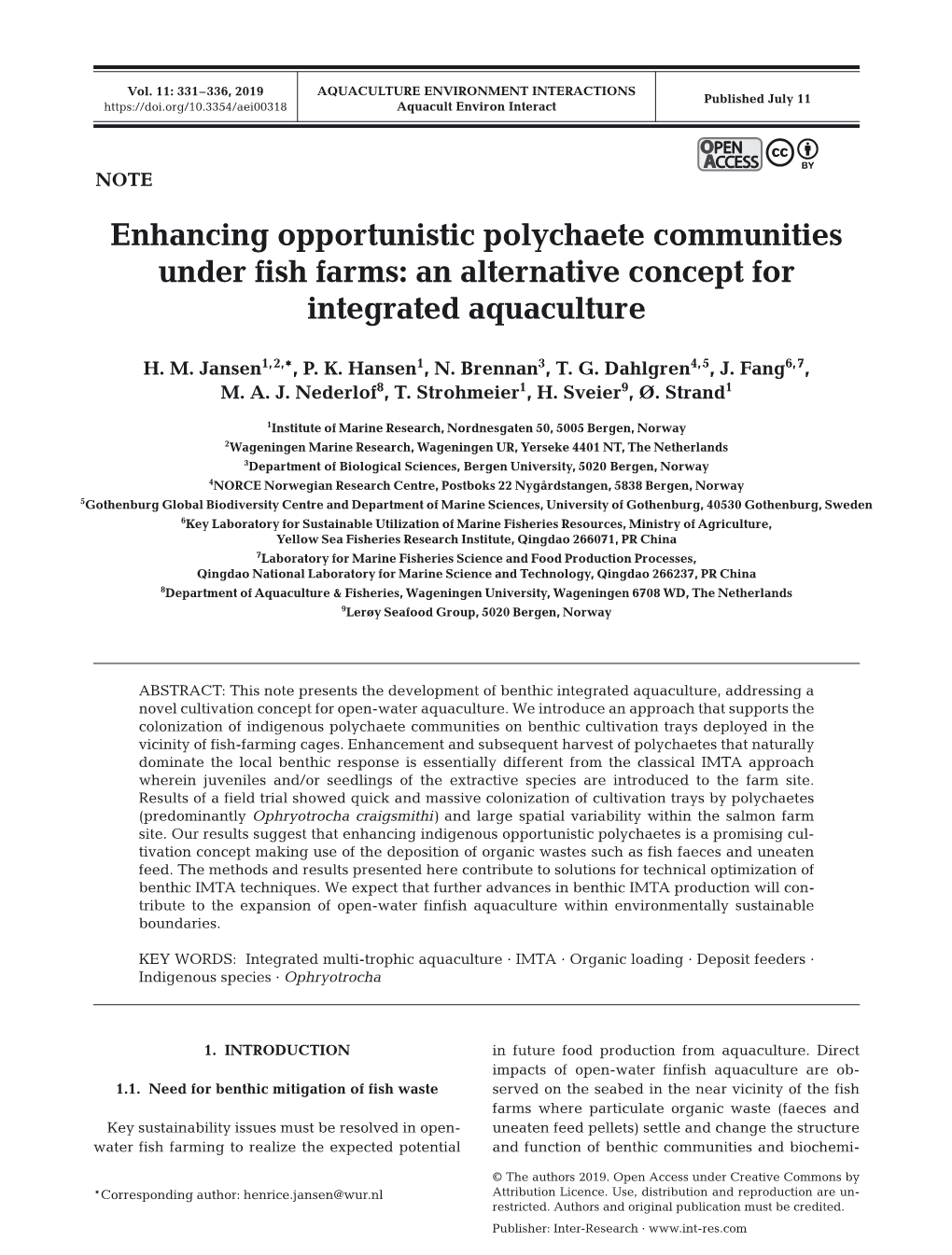 Aquaculture Environment Interactions 11:331