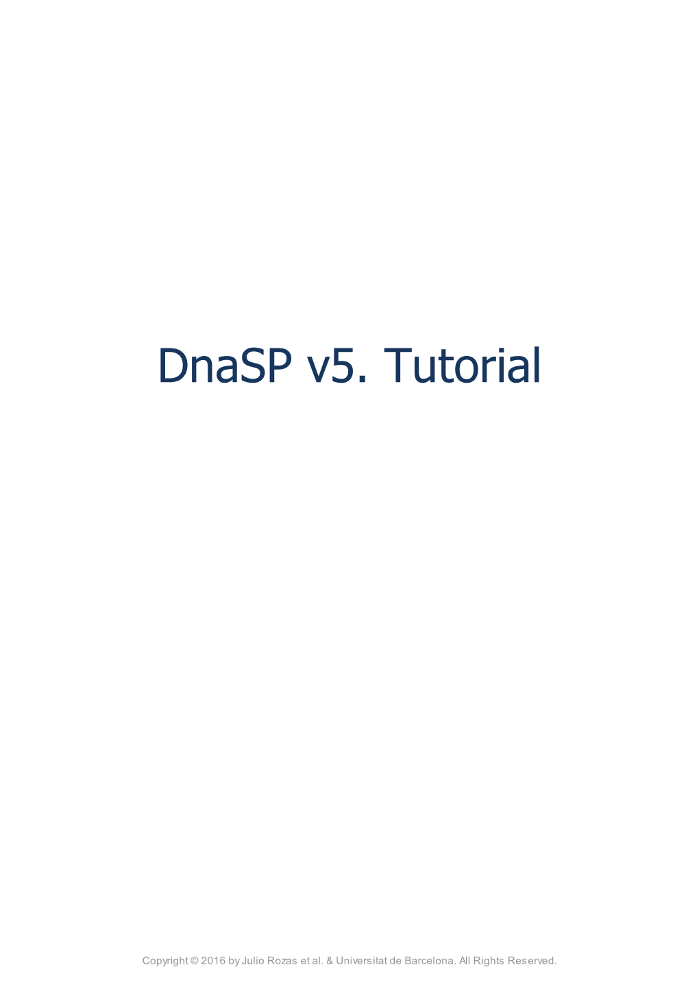 Dnasp V5. Tutorial