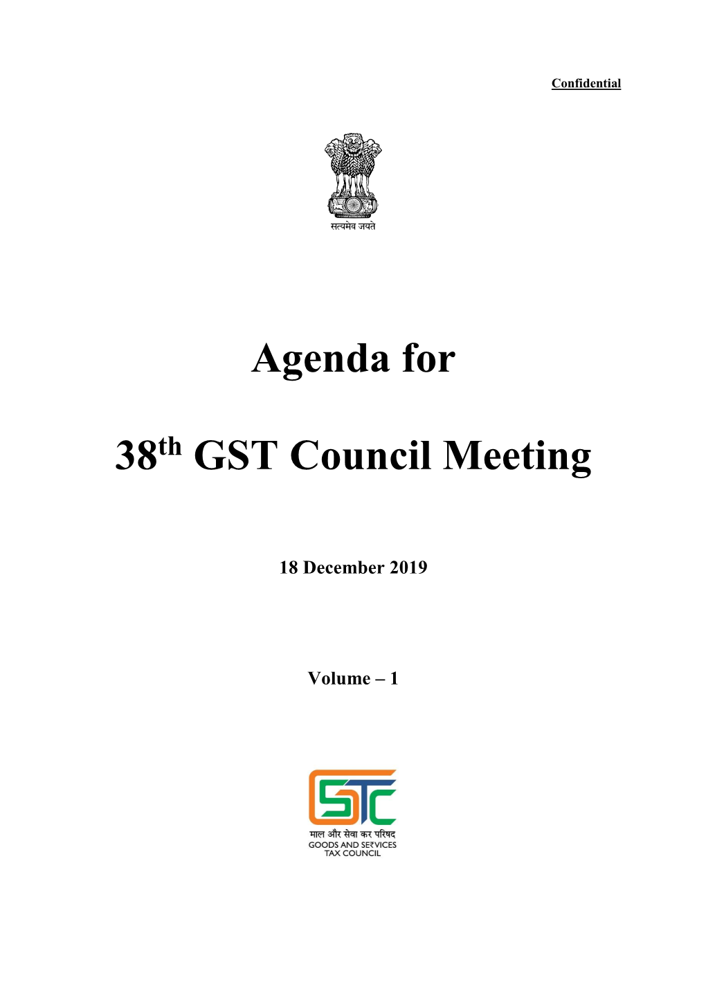 Agenda for 38 GST Council Meeting