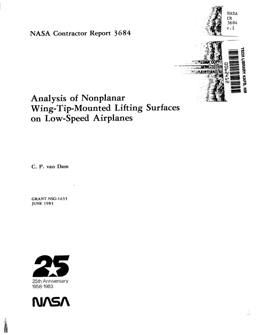 Analysis of Nonplanar Wing-Tip-Mounted Lifting on Low