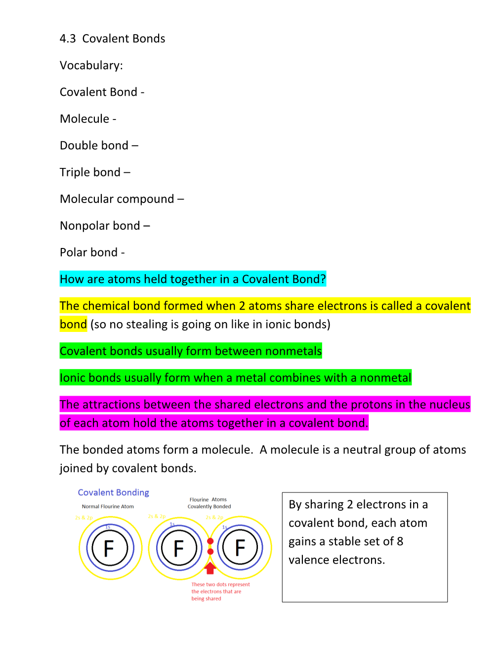 Covalent Bonds