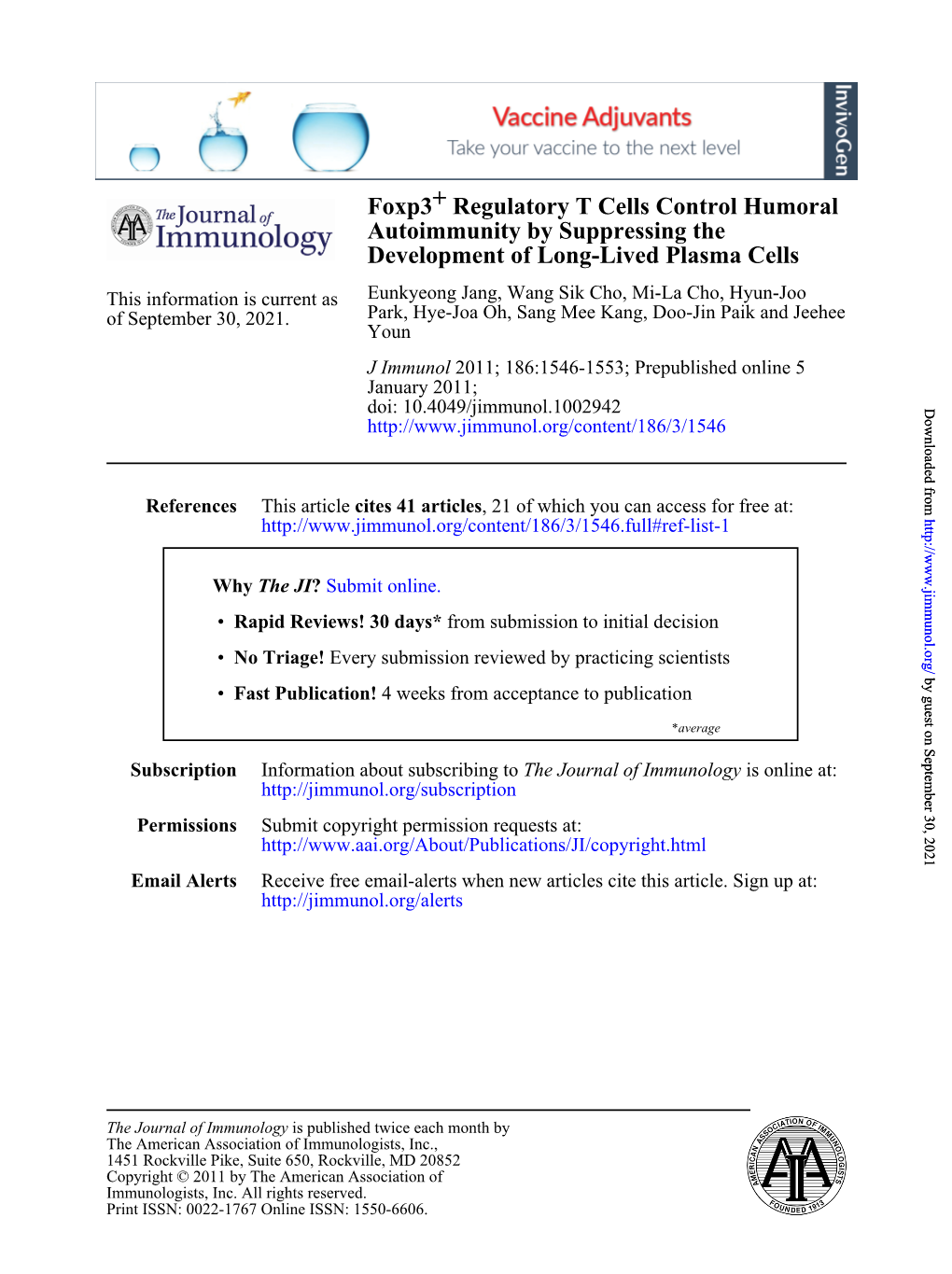 Development of Long-Lived Plasma Cells Autoimmunity by Suppressing