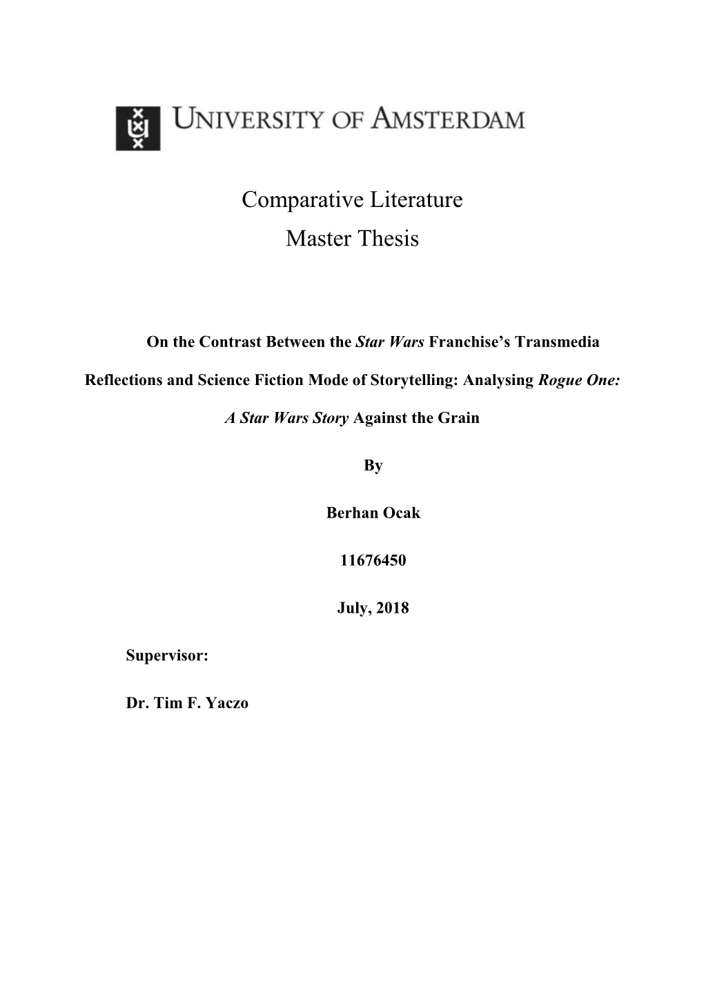 Comparative Literature Master Thesis