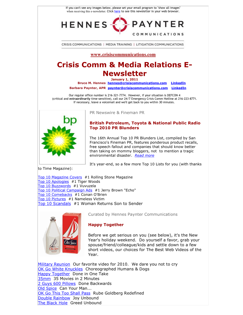 Crisis Comm & Media Relations E- Newsletter