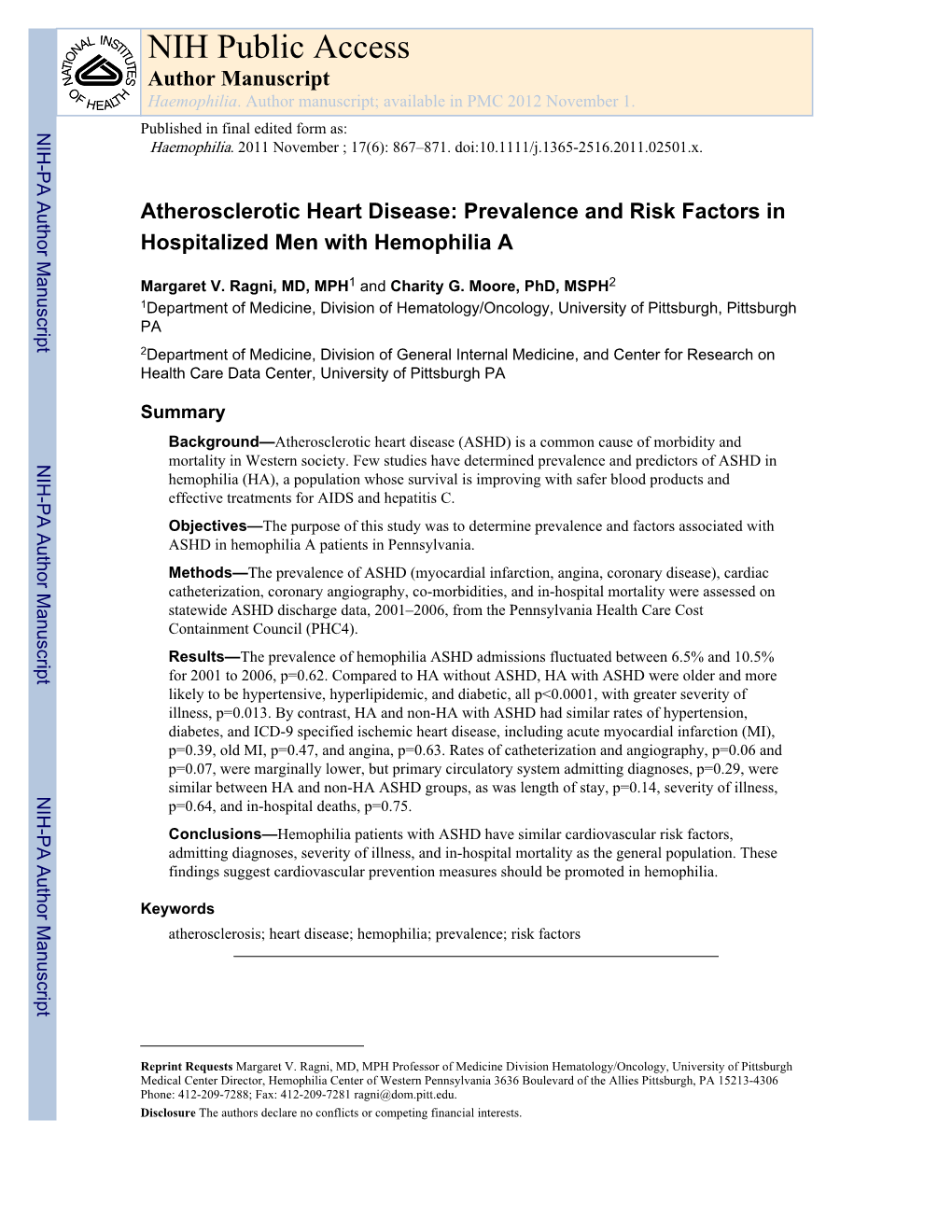 NIH Public Access Author Manuscript Haemophilia