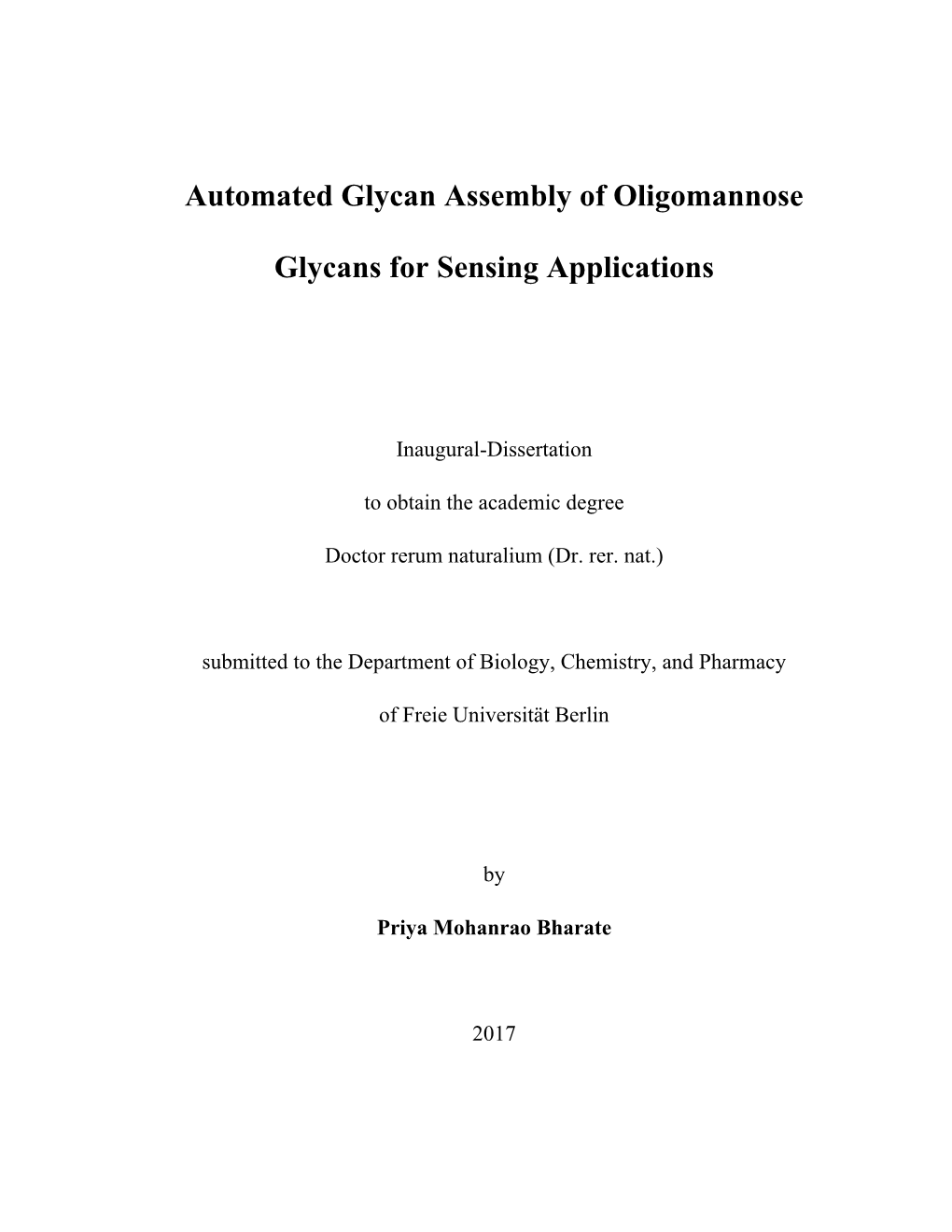 Automated Glycan Assembly of Oligomannose