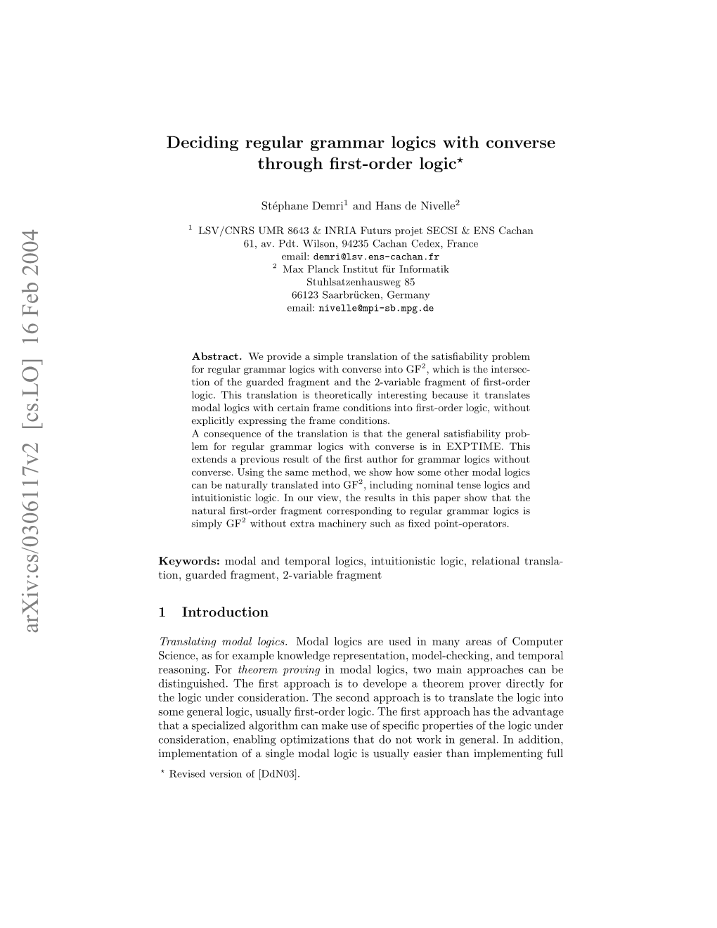 16 Feb 2004 Esnn.For Model-Checkin Representation, Reasoning