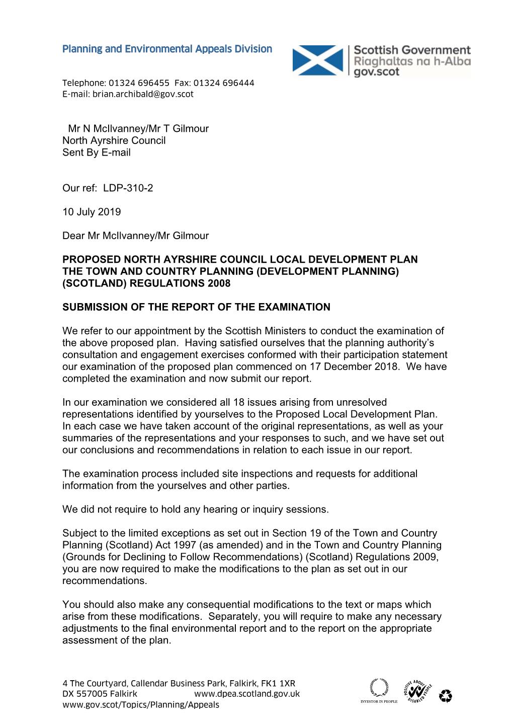 LDP Examination Report (CD24) Do Not Give Reason to Reject the Proposed Allocation, in Light of a Comprehensive, and Up- To-Date Assessment