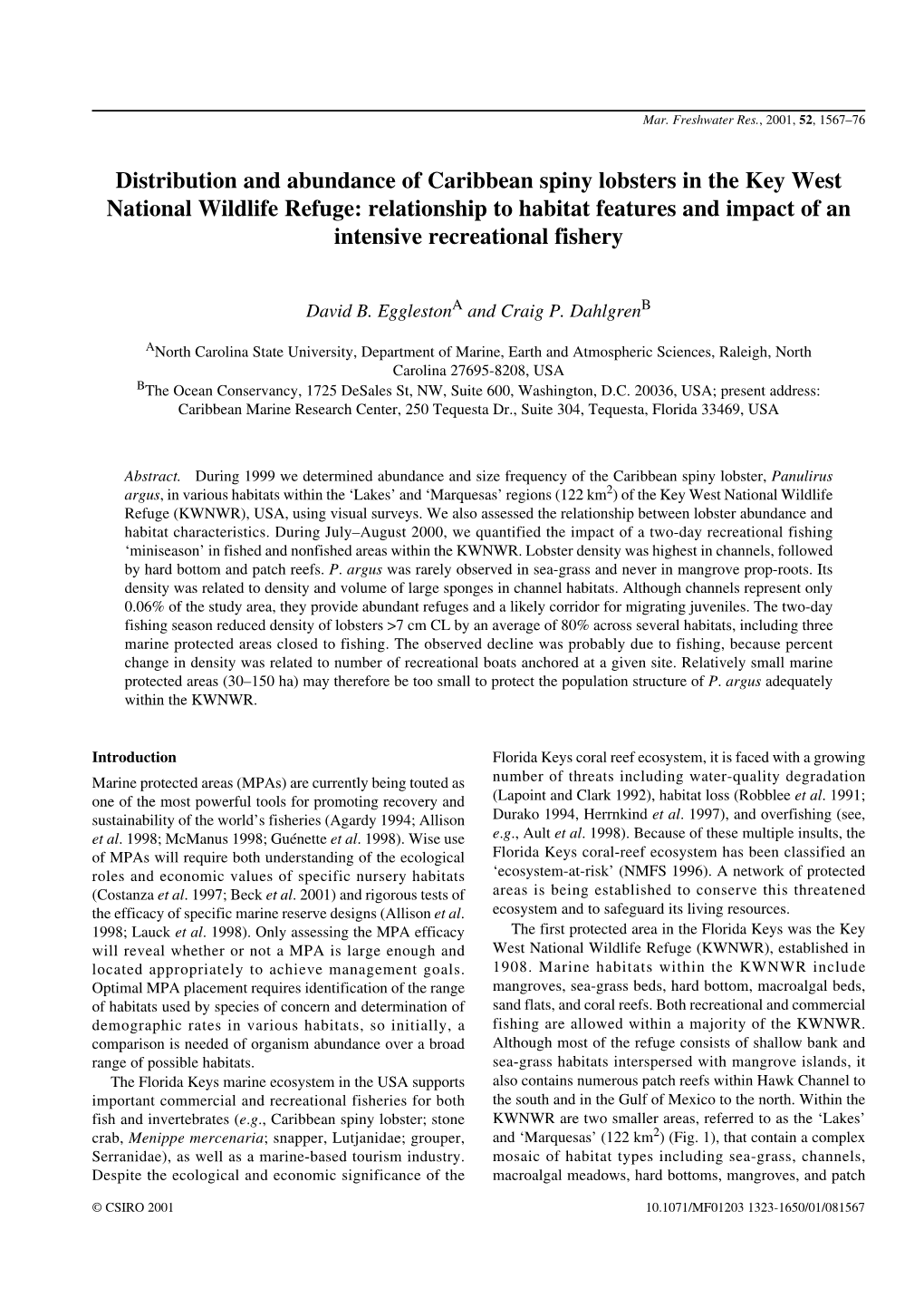 Distribution and Abundance of Caribbean Spiny Lobster in The