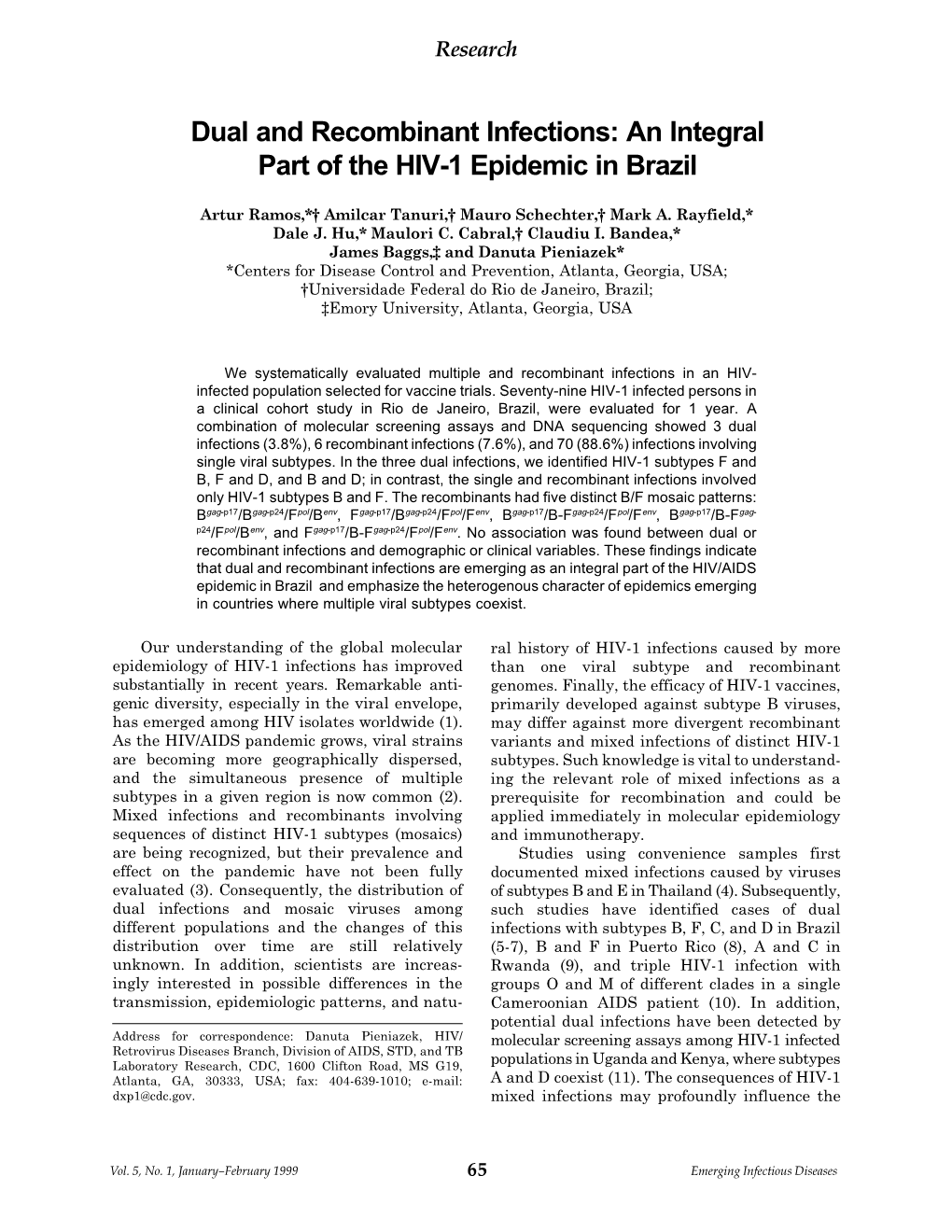 Dual and Recombinant Infections: an Integral Part of the HIV-1 Epidemic in Brazil