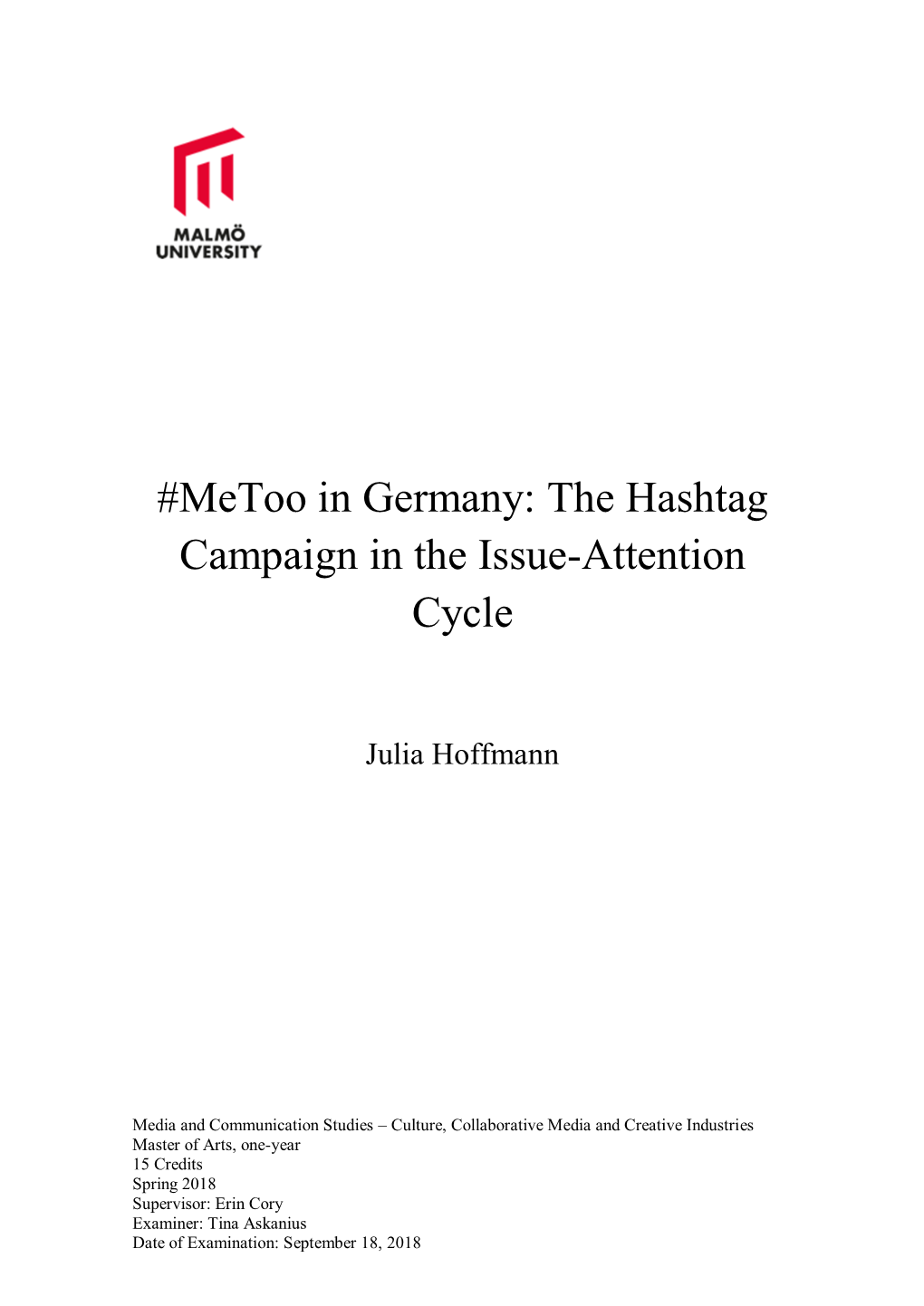 Metoo in Germany: the Hashtag Campaign in the Issue-Attention Cycle