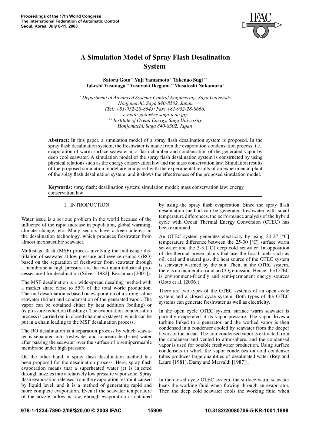 A Simulation Model of Spray Flash Desalination System