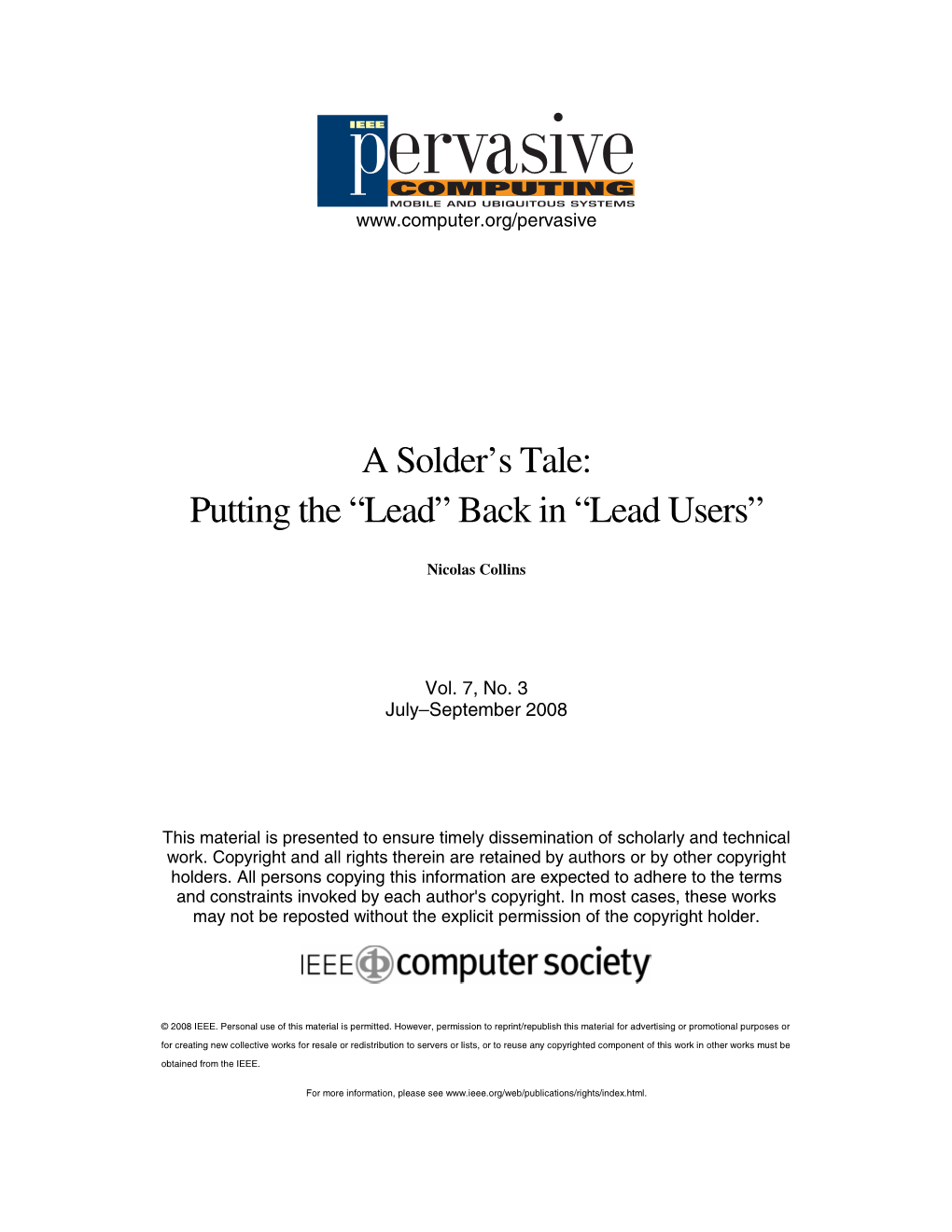 A Solder's Tale: Putting the “Lead” Back in “Lead Users”