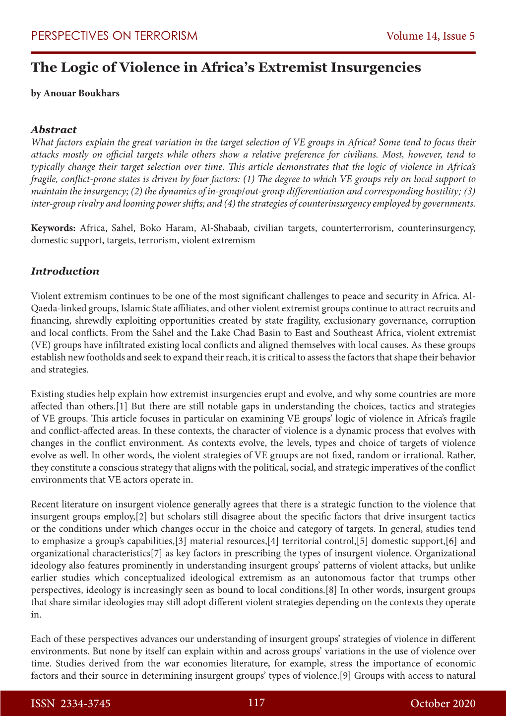 PERSPECTIVES on TERRORISM Volume 14, Issue 5