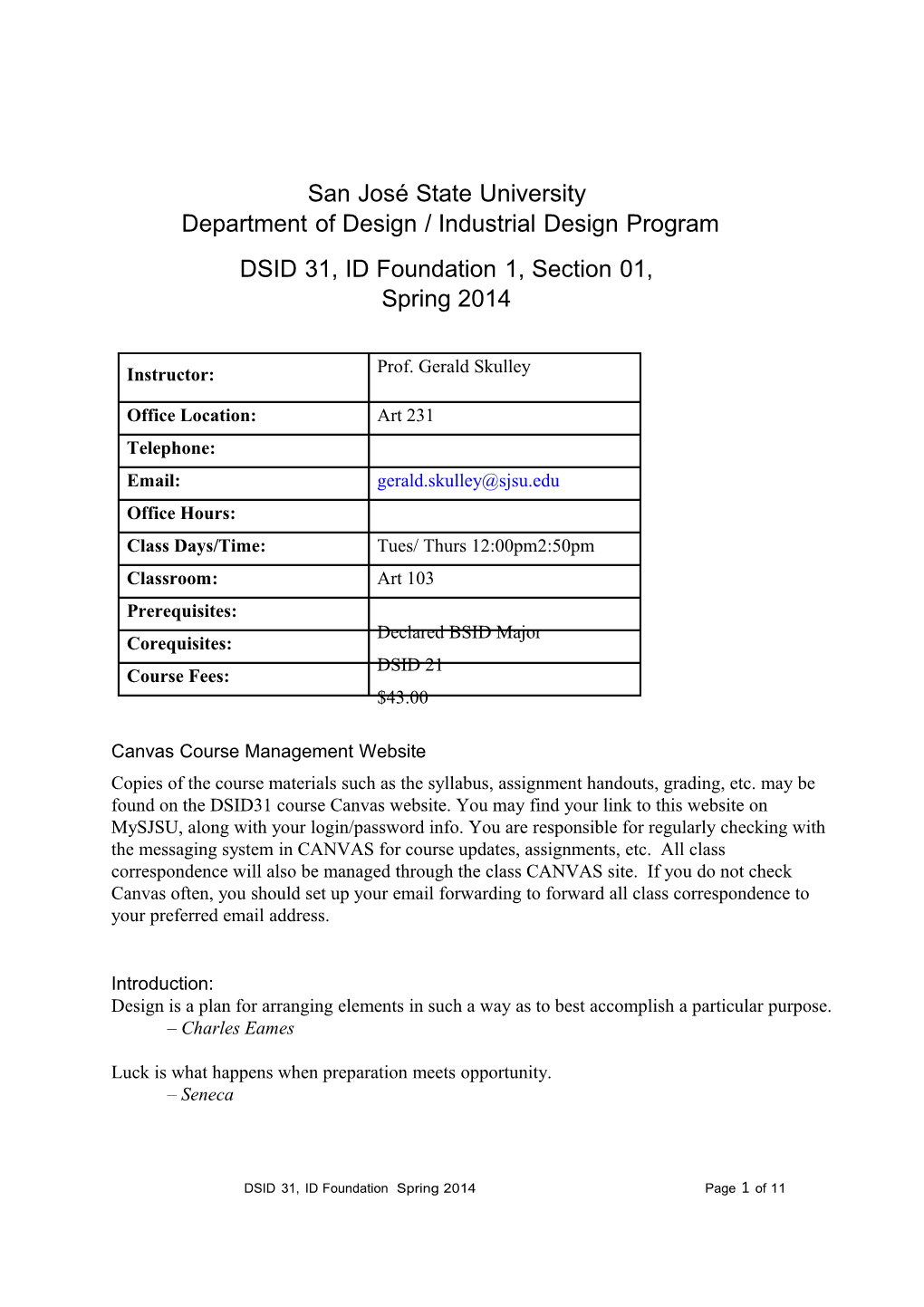 Department of Design / Industrial Design Program