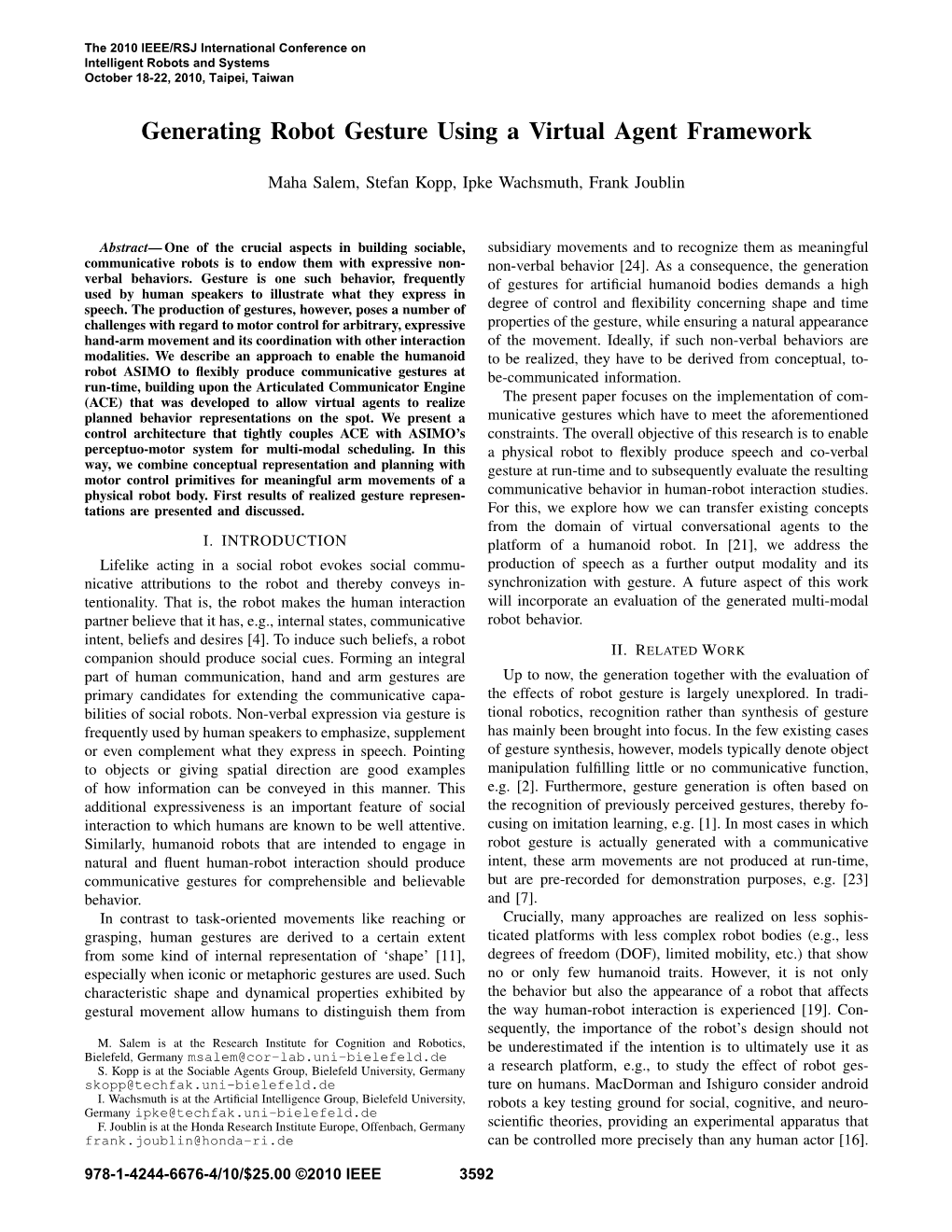 Generating Robot Gesture Using a Virtual Agent Framework