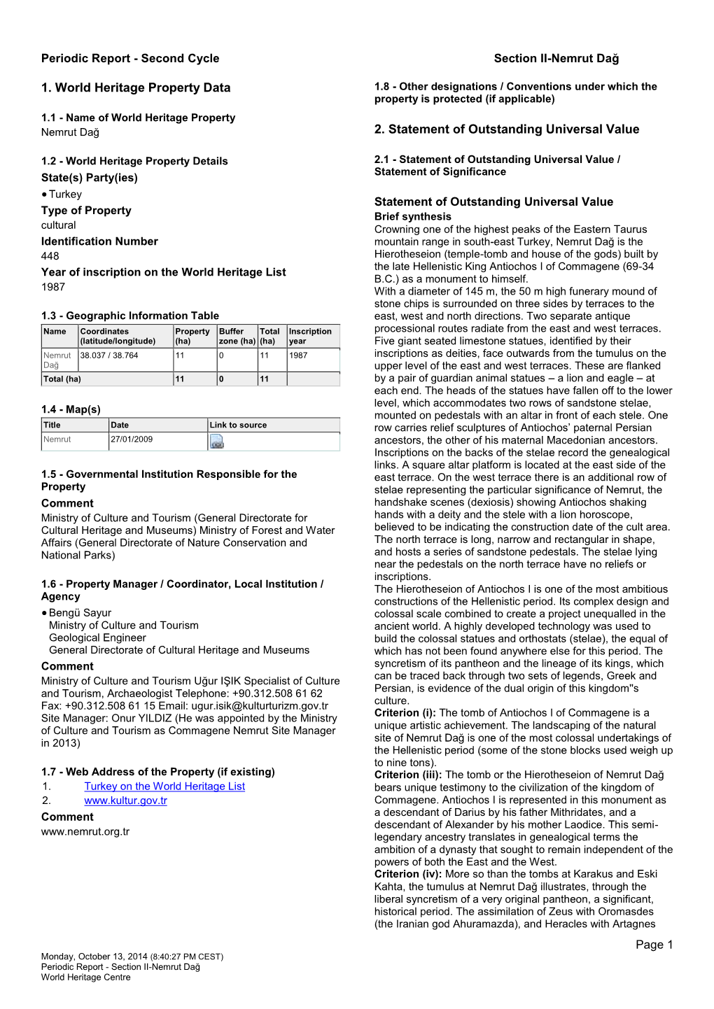 Periodic Reporting Cycle 2, Section II