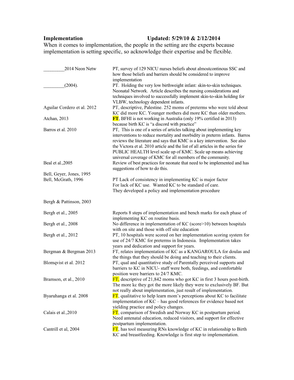 Implementation Updated: 5/29/10 & 2/12/2014